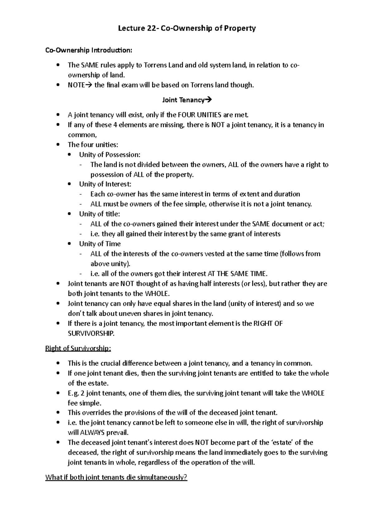 Lecture 22- Co-Ownership - Co-Ownership Introduction: The SAME Rules ...