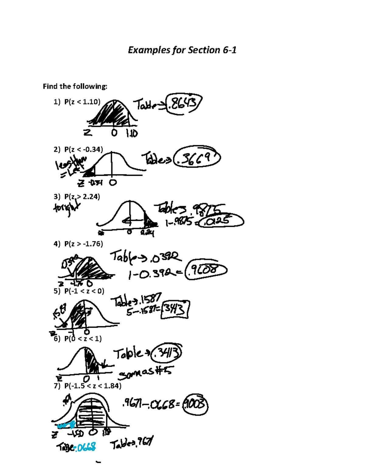 Ex; Sec 6-1 - Notes taken during class period - Examples for Section 6 ...
