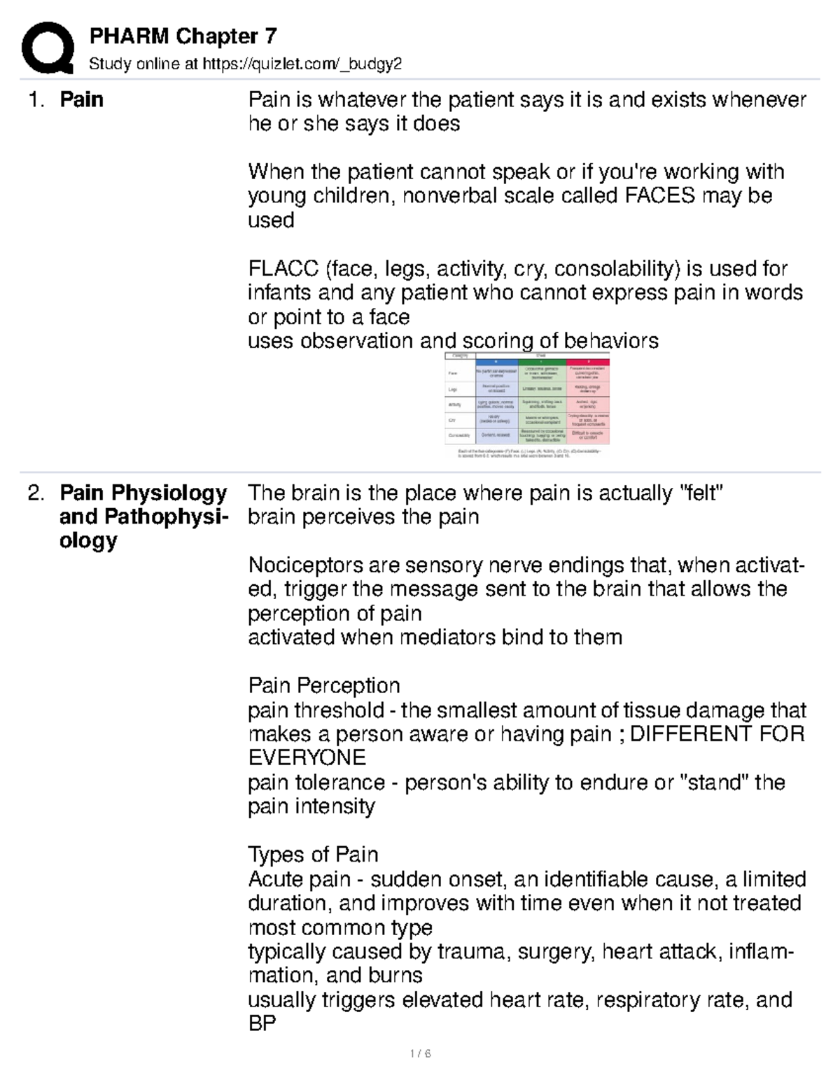 Pharm Chapter 7 quizlet notes Study online at quizlet/_budgy Pain