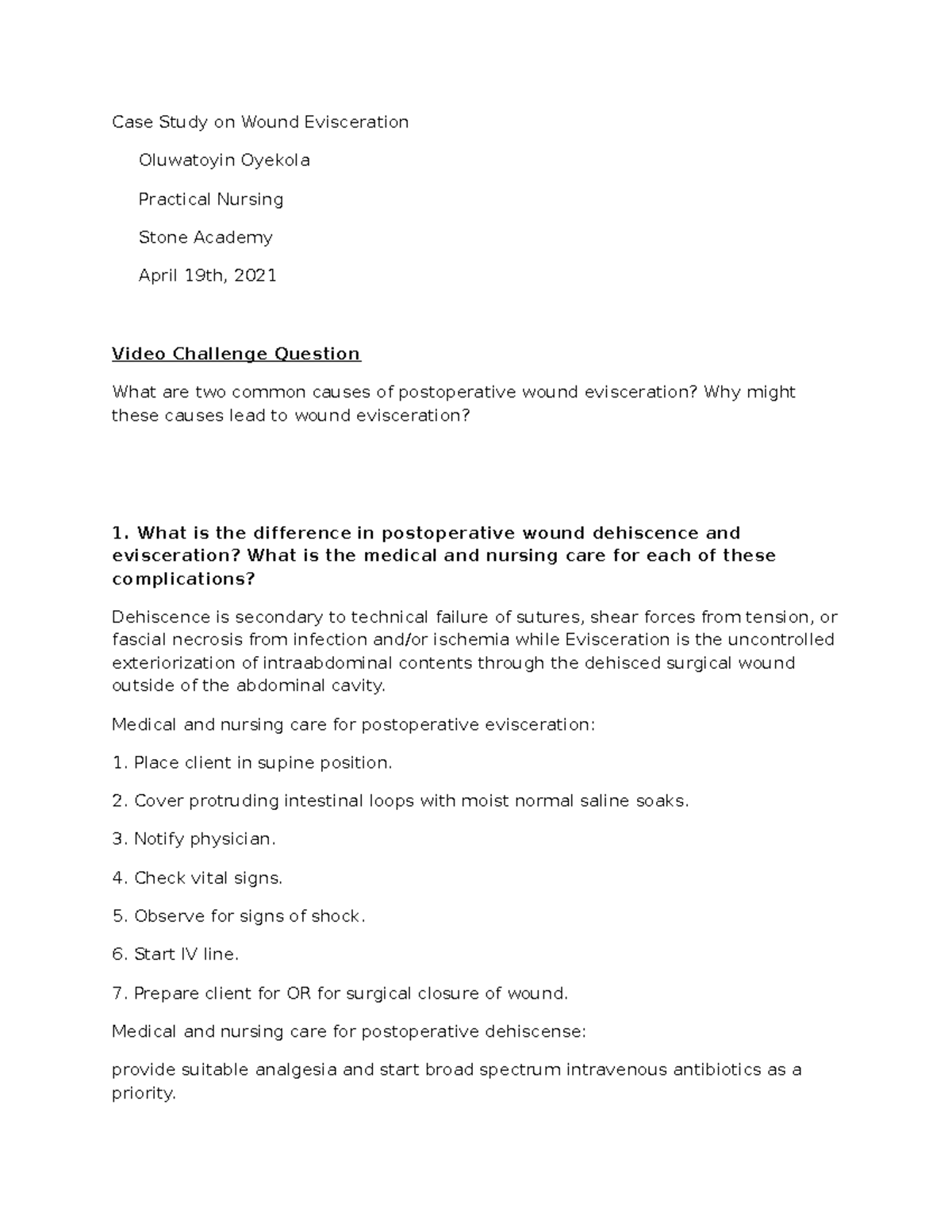 ati video case study wound evisceration