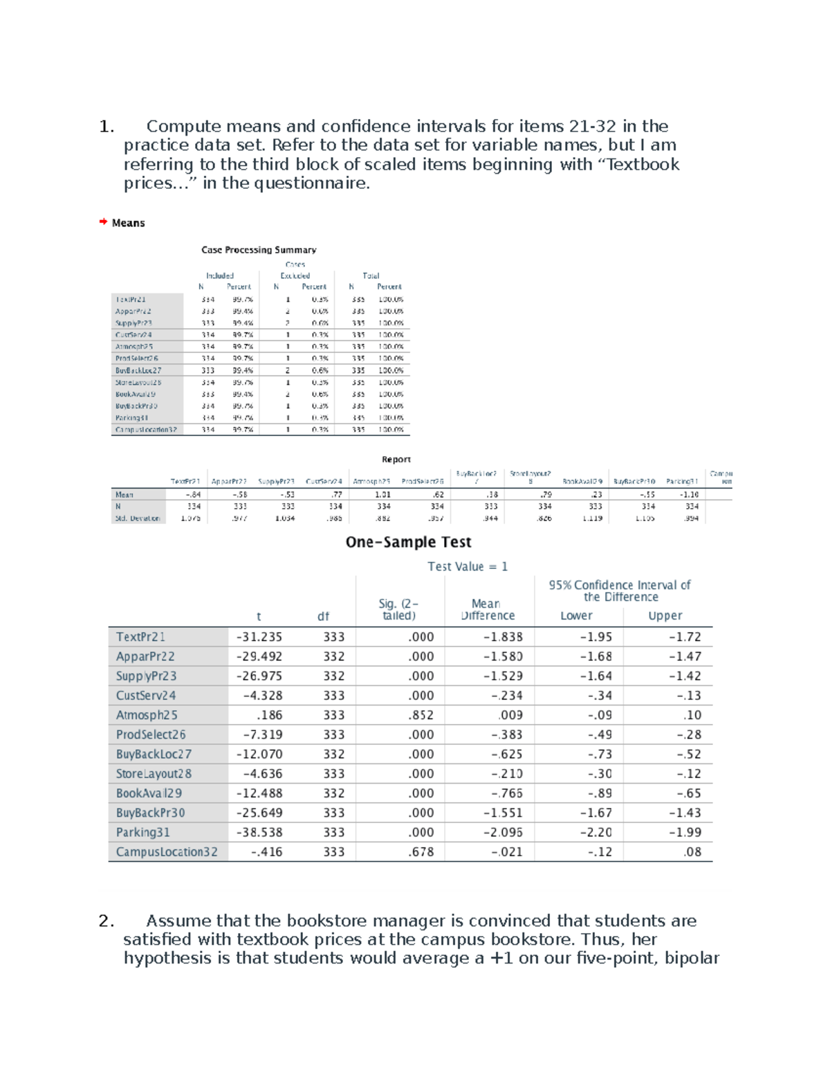 SPSS #2 - Spss Assignmenets - 1. Compute Means And Confidence Intervals ...