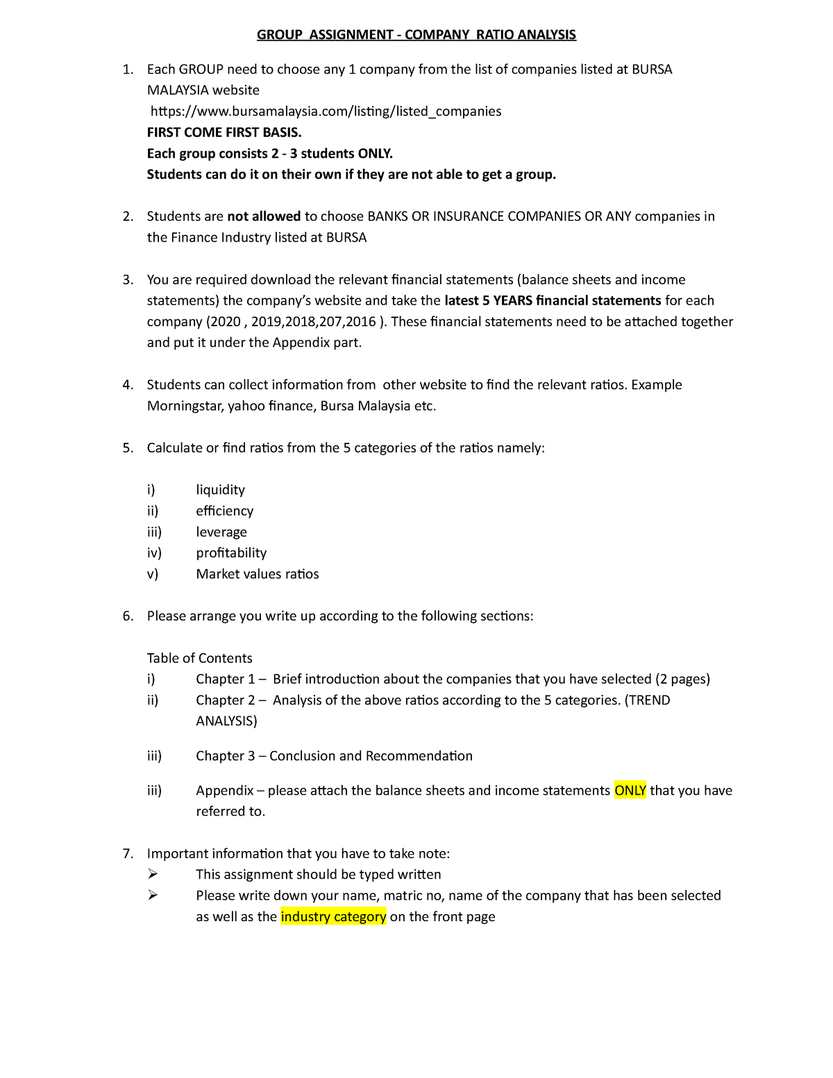 fin430 group assignment company analysis