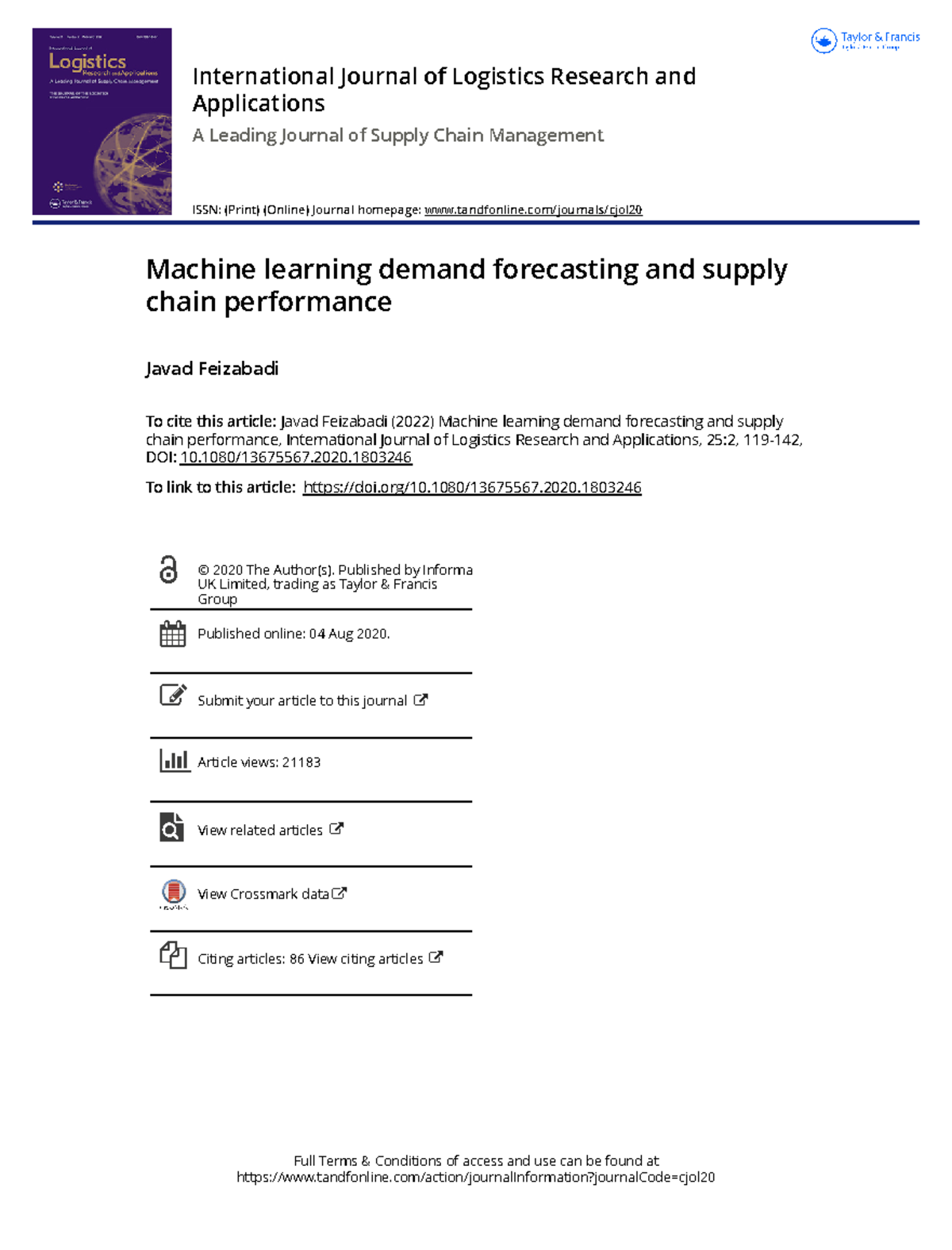 Machine learning demand forecasting and supply chain performance - 1080 ...