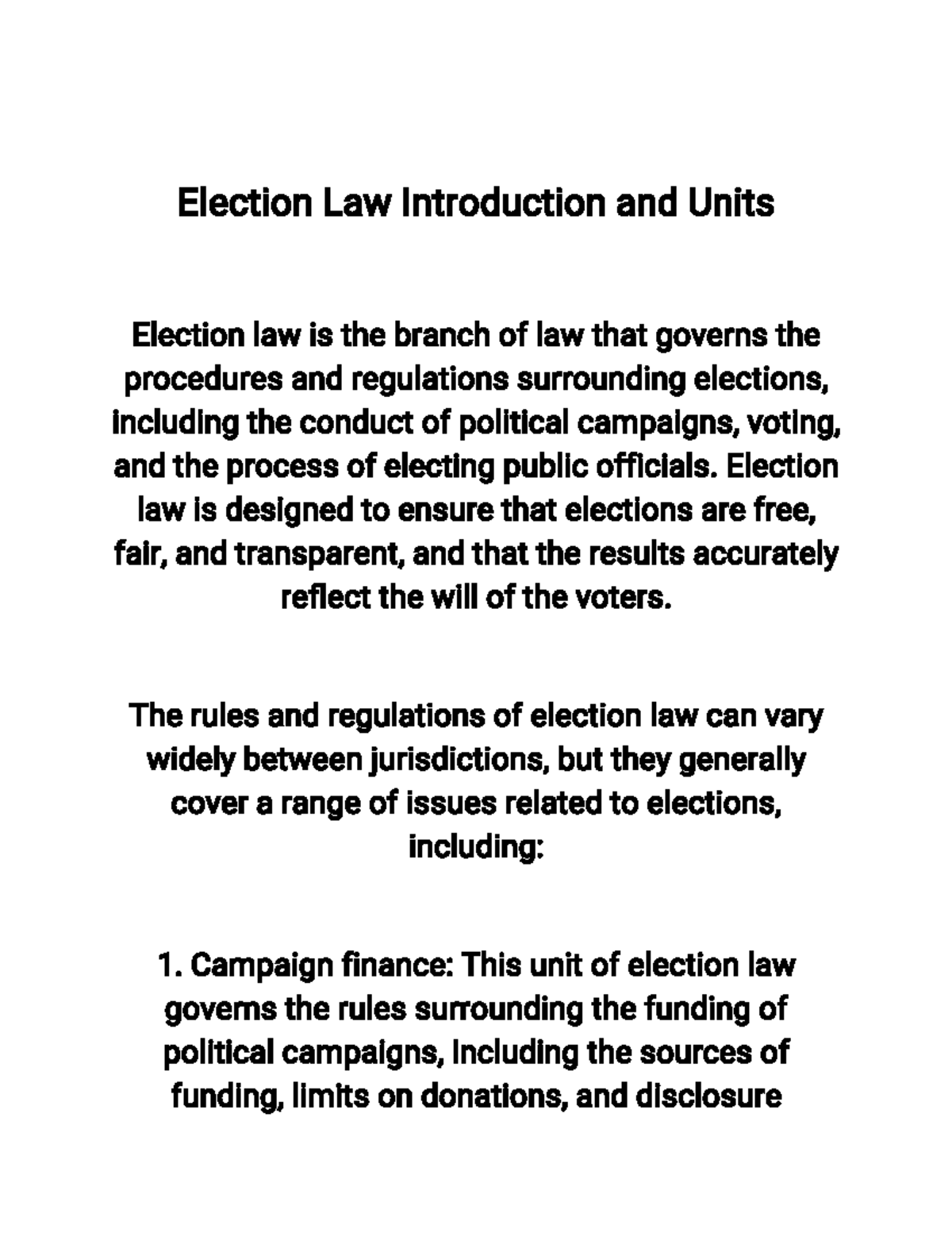 Election Law 1 - This are only Lecture Notes. - Election Law ...