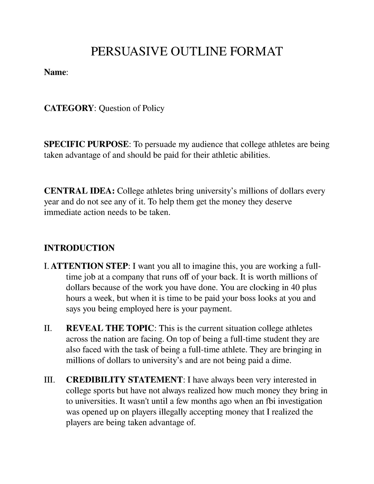 persuasive essay on college athletes being paid