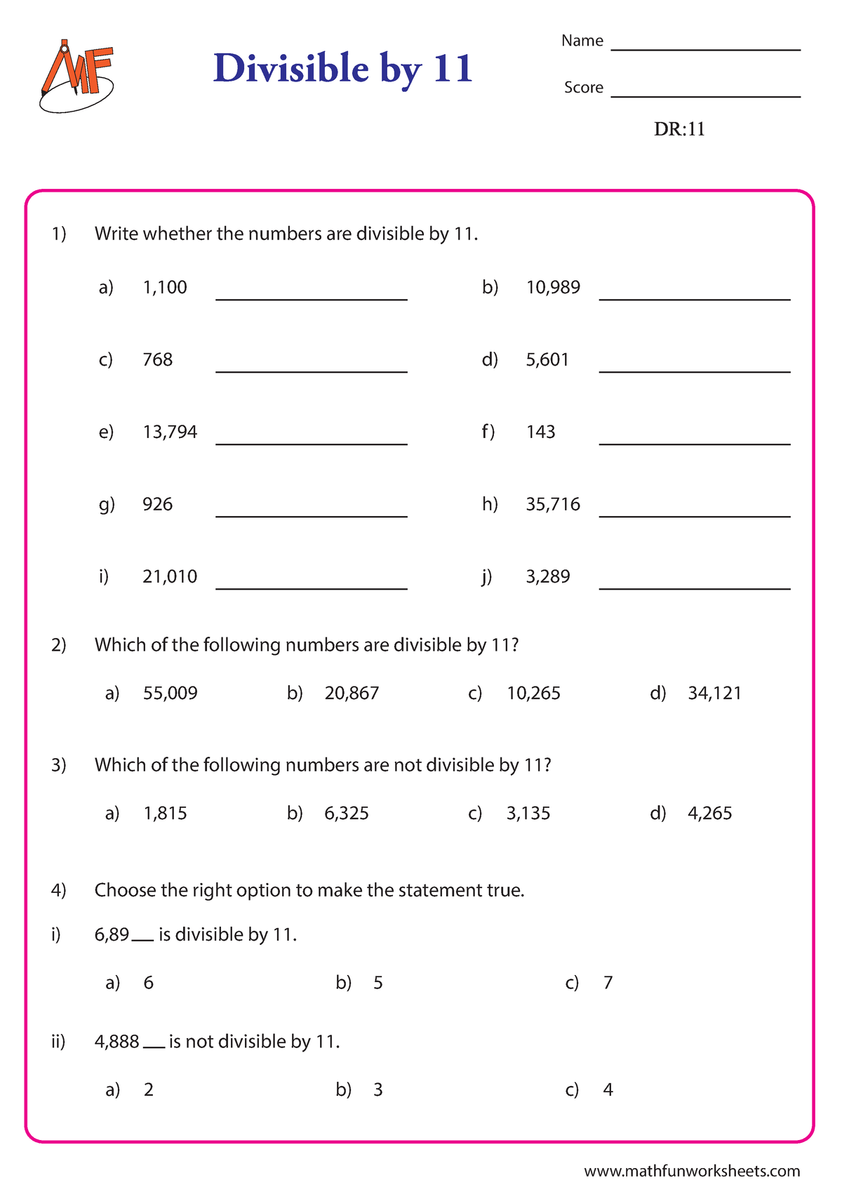 Divisibility test 4 - aaahagahahahahahahahaha - mathfunworksheets Name ...