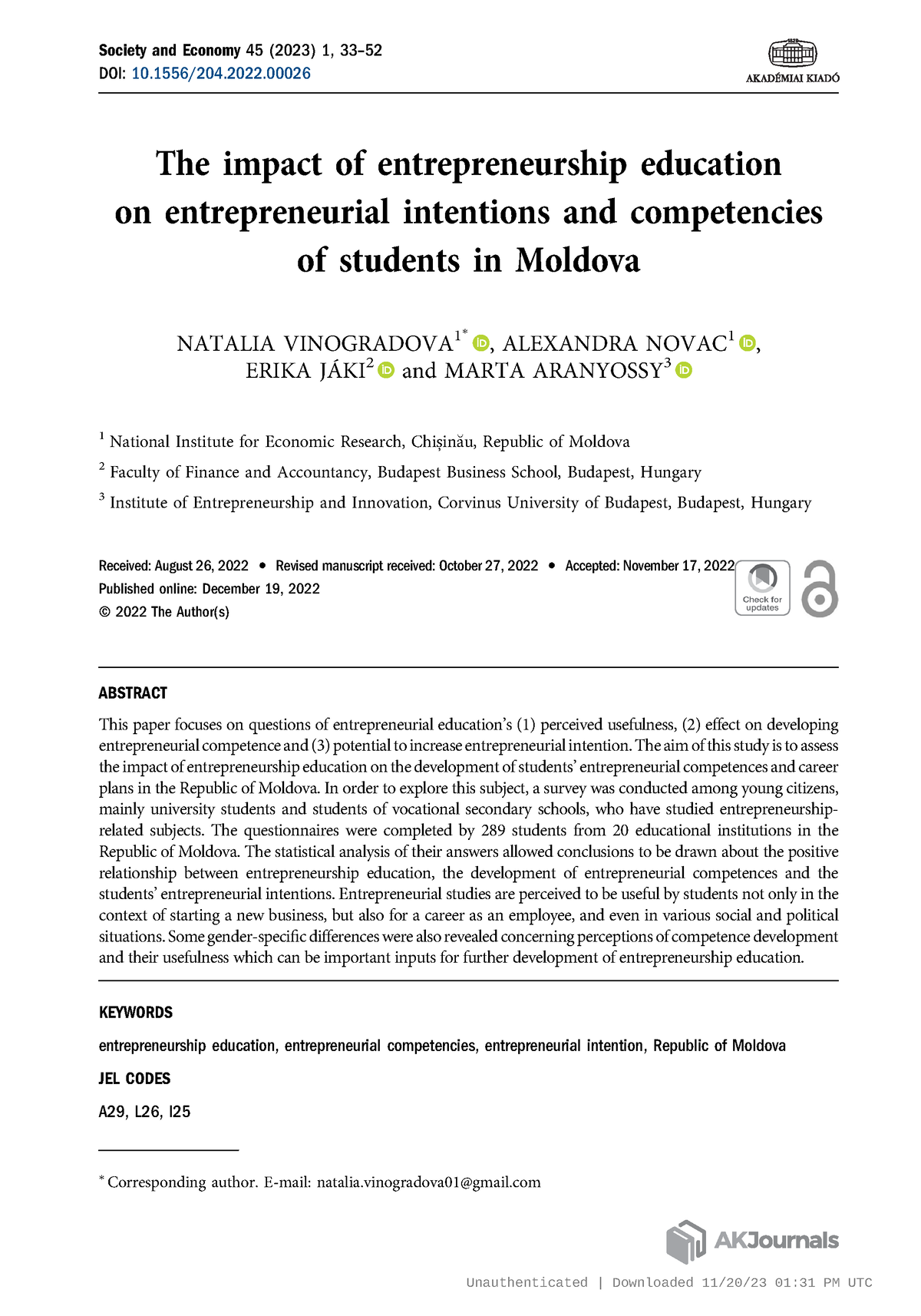 The Impact Of Entrepreneurship Education On Entrepreneurial Intentions ...