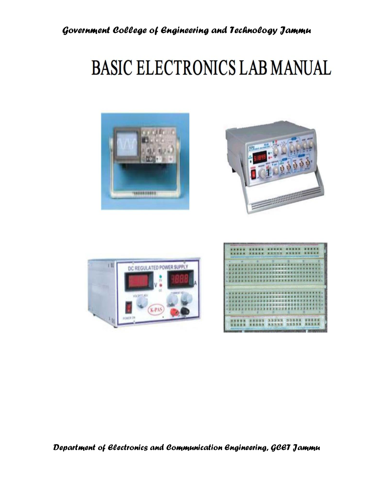 It's A Lab Manual For Basic Electronics - Studocu