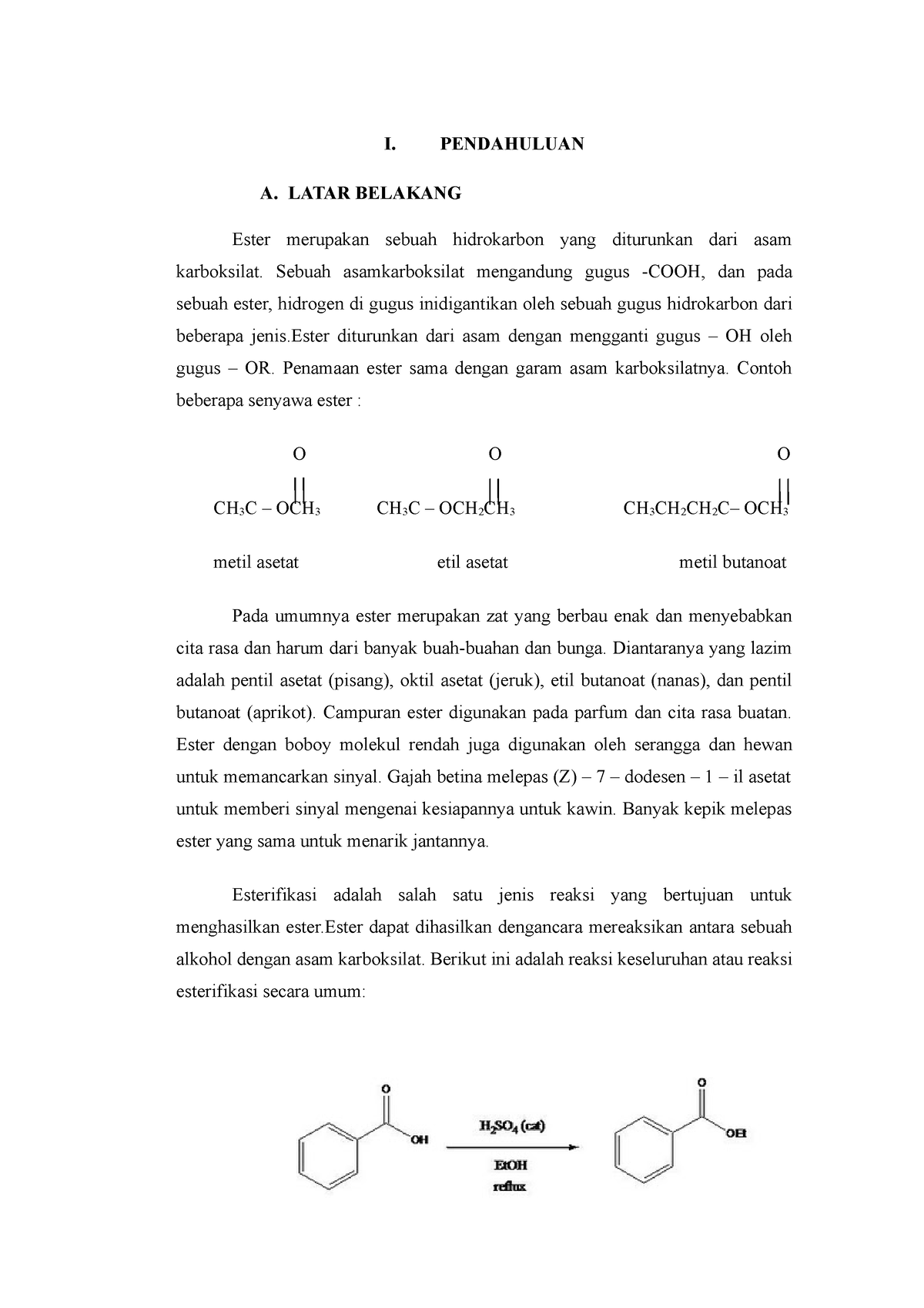 Laporan Praktikum Kimia Dasar 3 Uji Reaksi Esterifikasi - I ...
