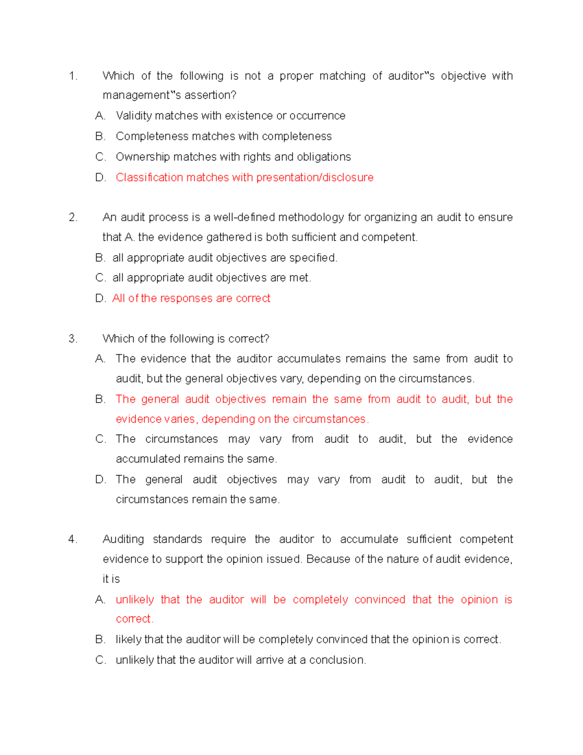 Audit- Assignment-2 - Which of the following is not a proper matching ...