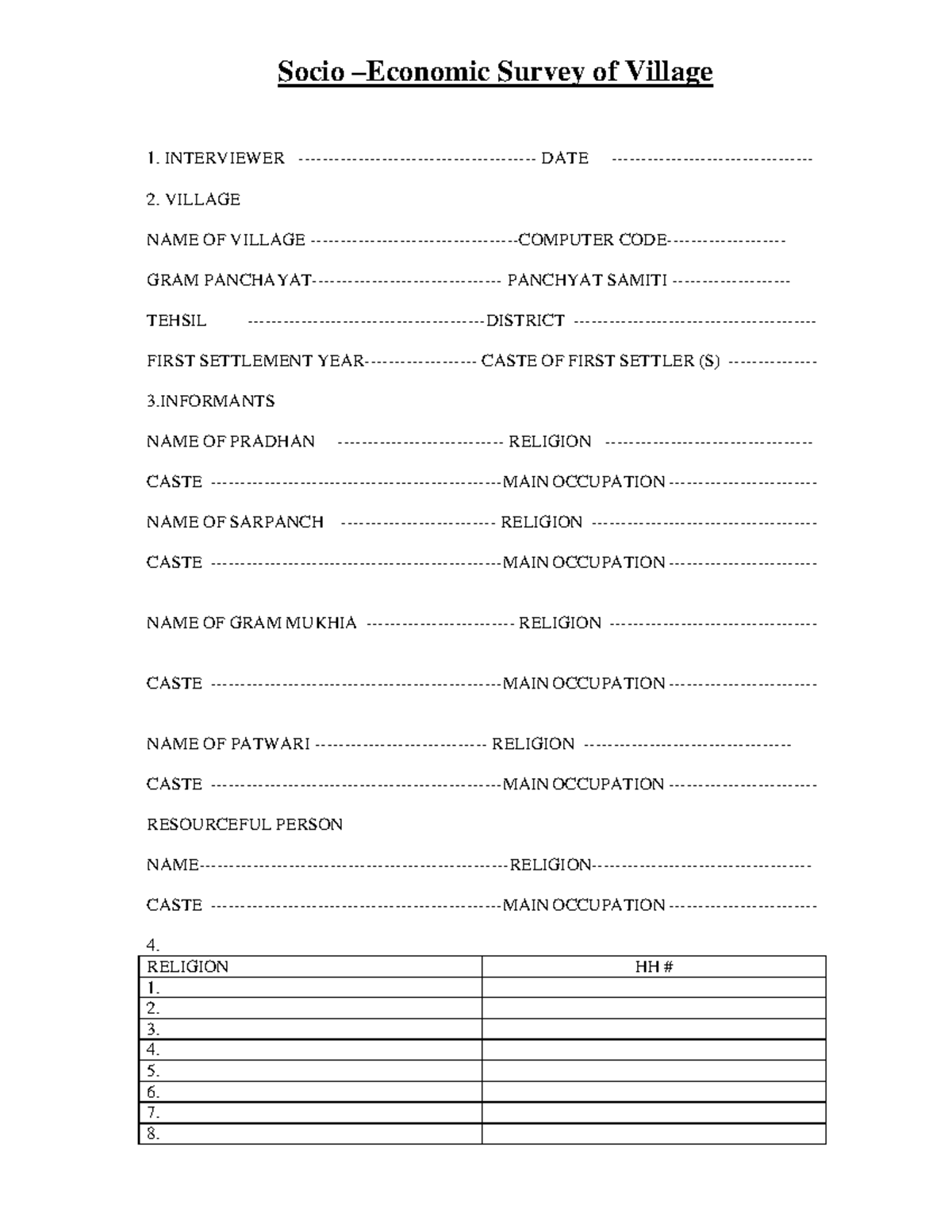 socio-economic-survey-of-village-interviewer-date-2-village-name