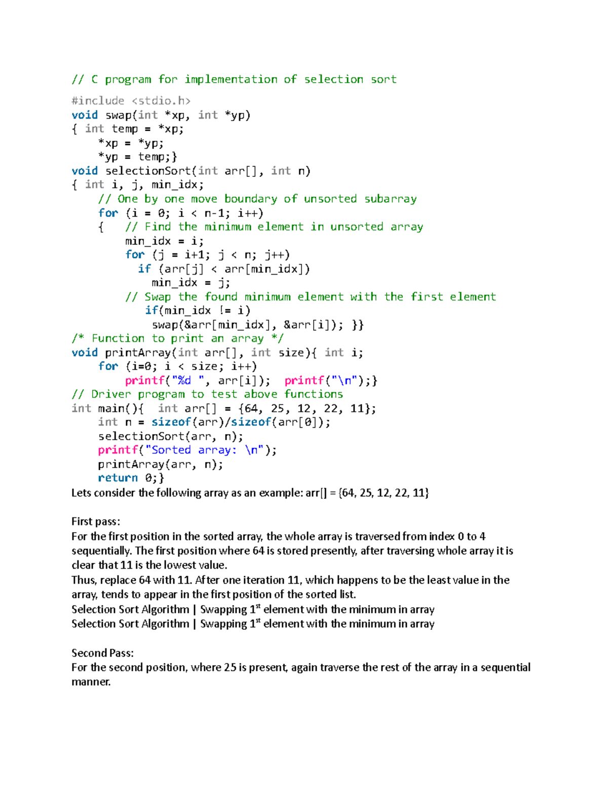 Document - Nope - // C program for implementation of selection sort # ...
