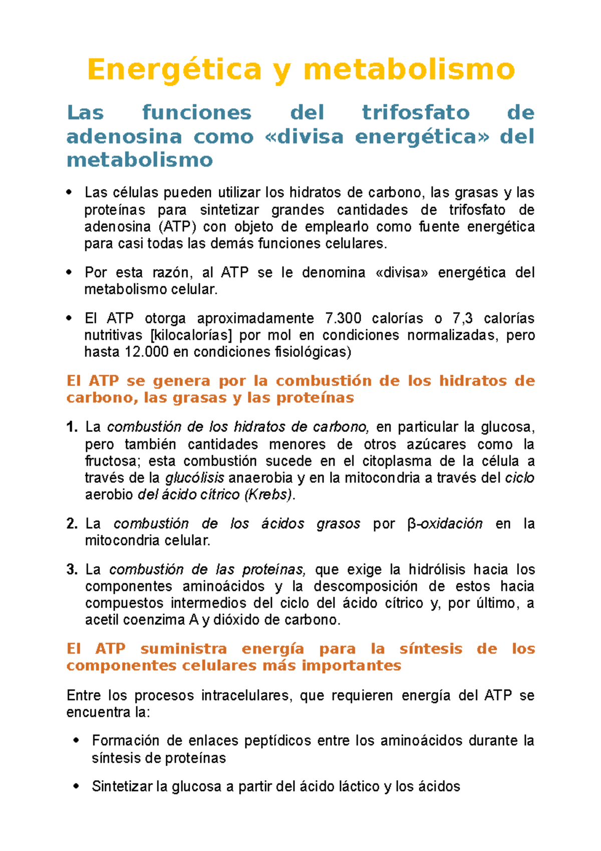 Energética Y Metabolismo Energética Y Metabolismo Las Funciones Del Trifosfato De Adenosina 6887