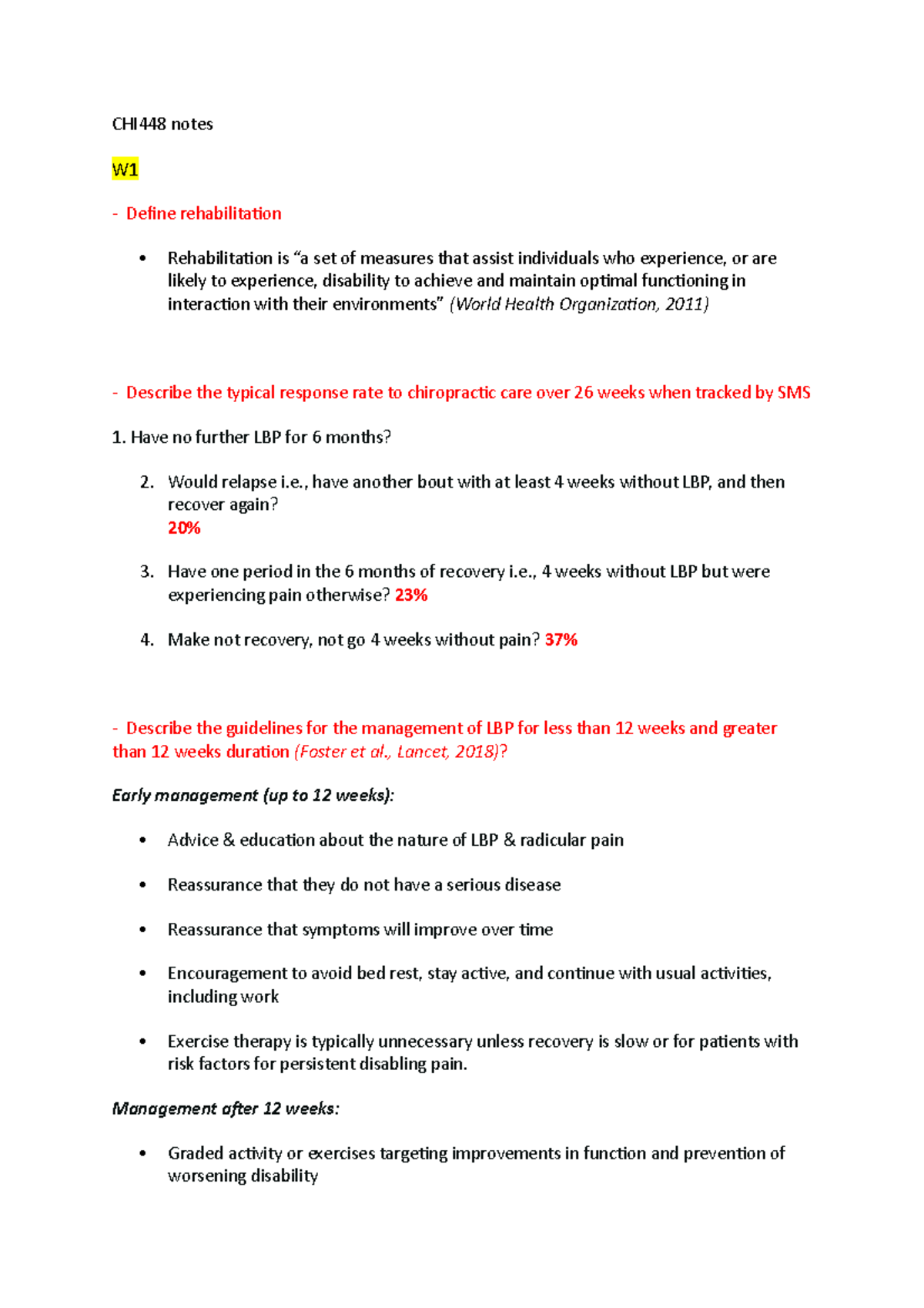 CHI448 notes CHI448 notes W Define rehabilitation Rehabilitation is