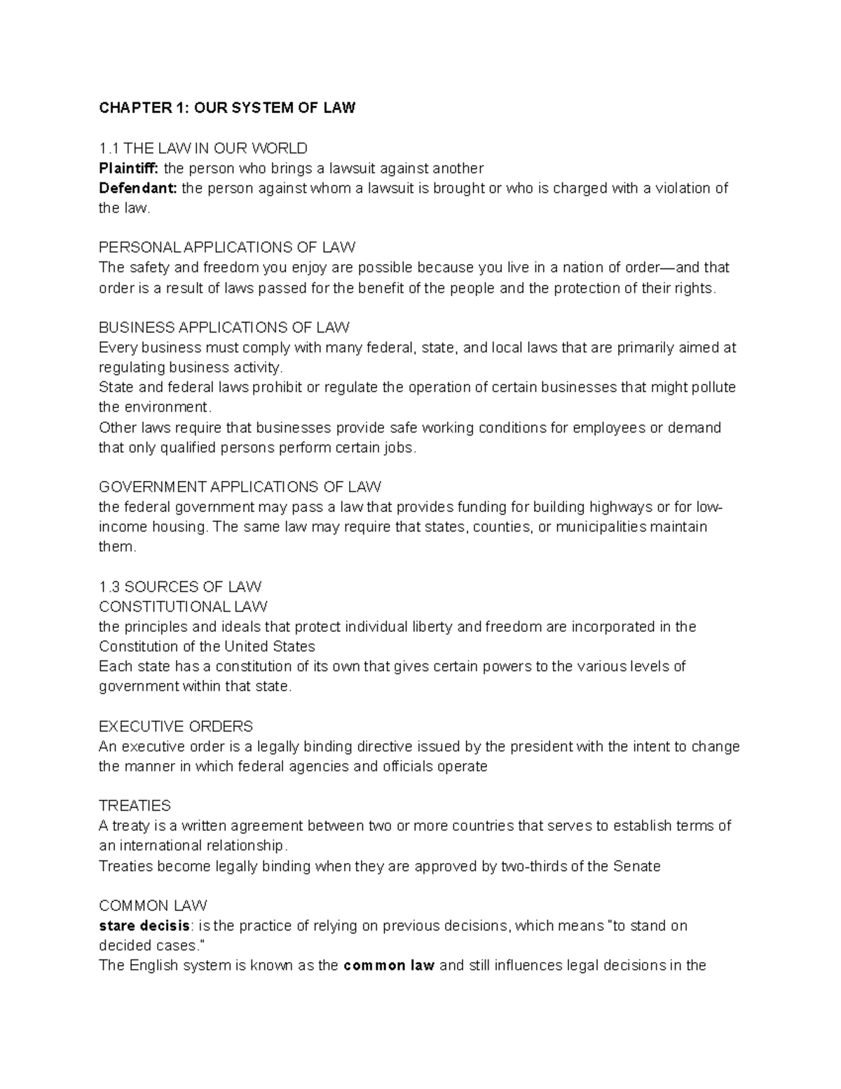 Chapter 1-3 Legal Environment Of Business - CHAPTER 1: OUR SYSTEM OF ...