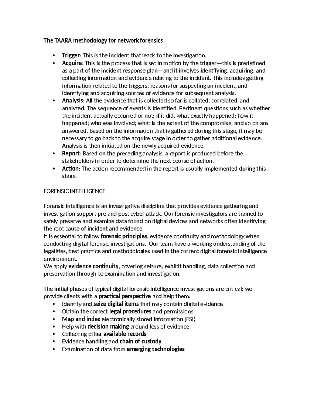 Inteligencia Forense - The TAARA methodology for network forensics ...