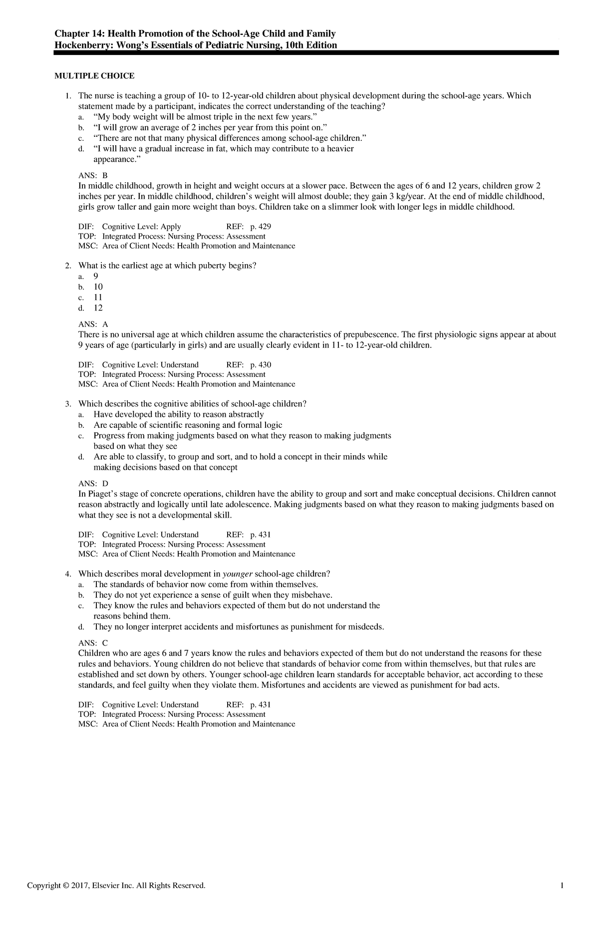 Exam View - Chapter 14 - Practice questions with rationales - Chapter ...