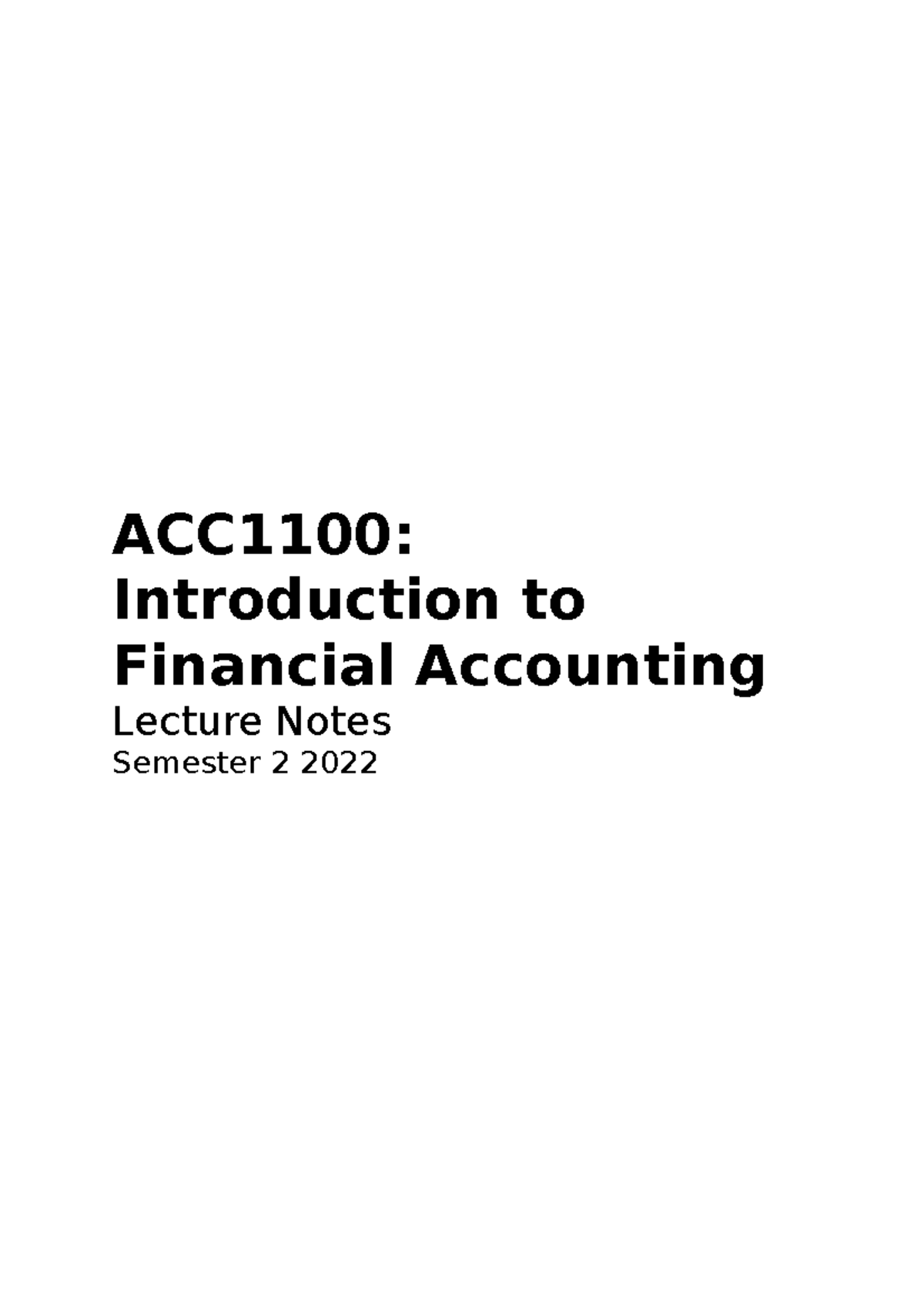 Introduction To Financial Accounting Notes - ACC1100: Introduction To ...