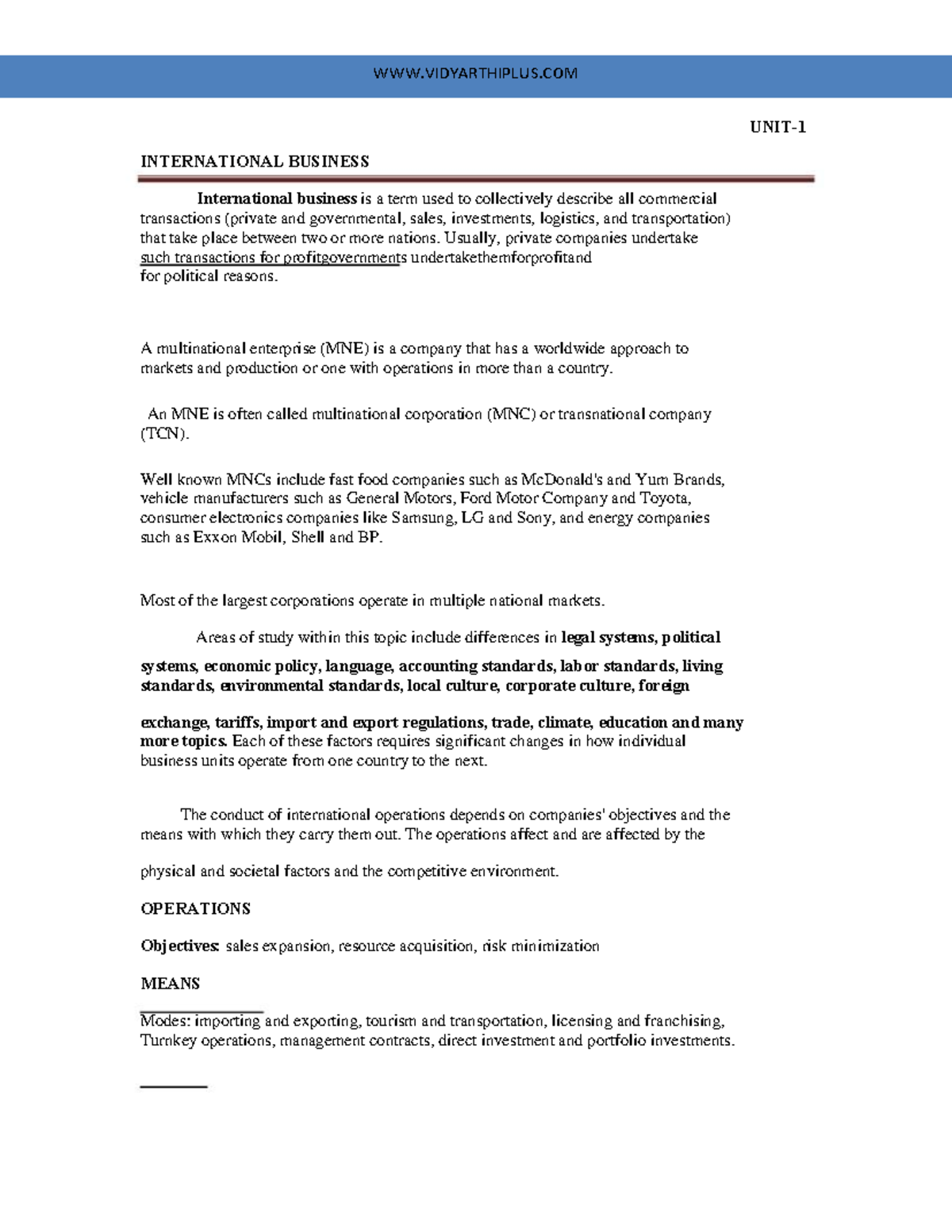 Ibm new - Lecture notes 2 - UNIT- INTERNATIONAL BUSINESS International ...