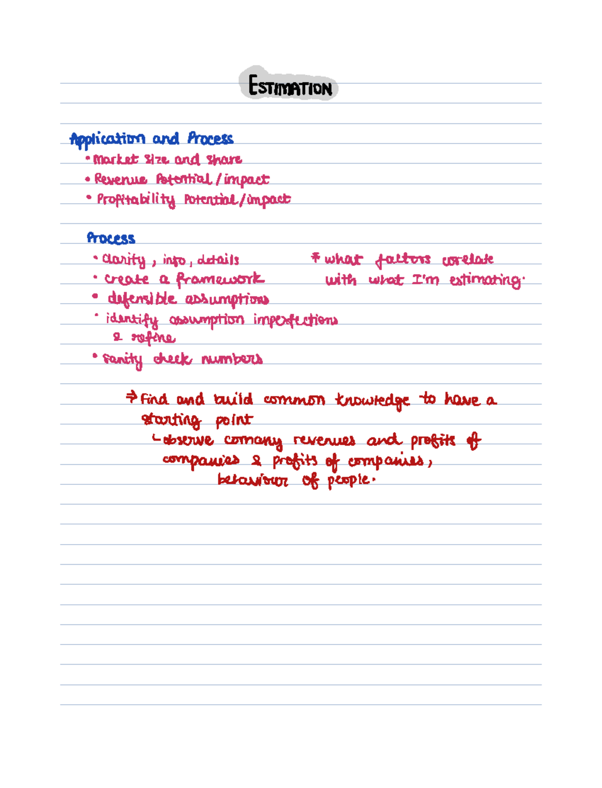 BU111 Estimation Notes - ESTIMATION Application And Process Market Size ...