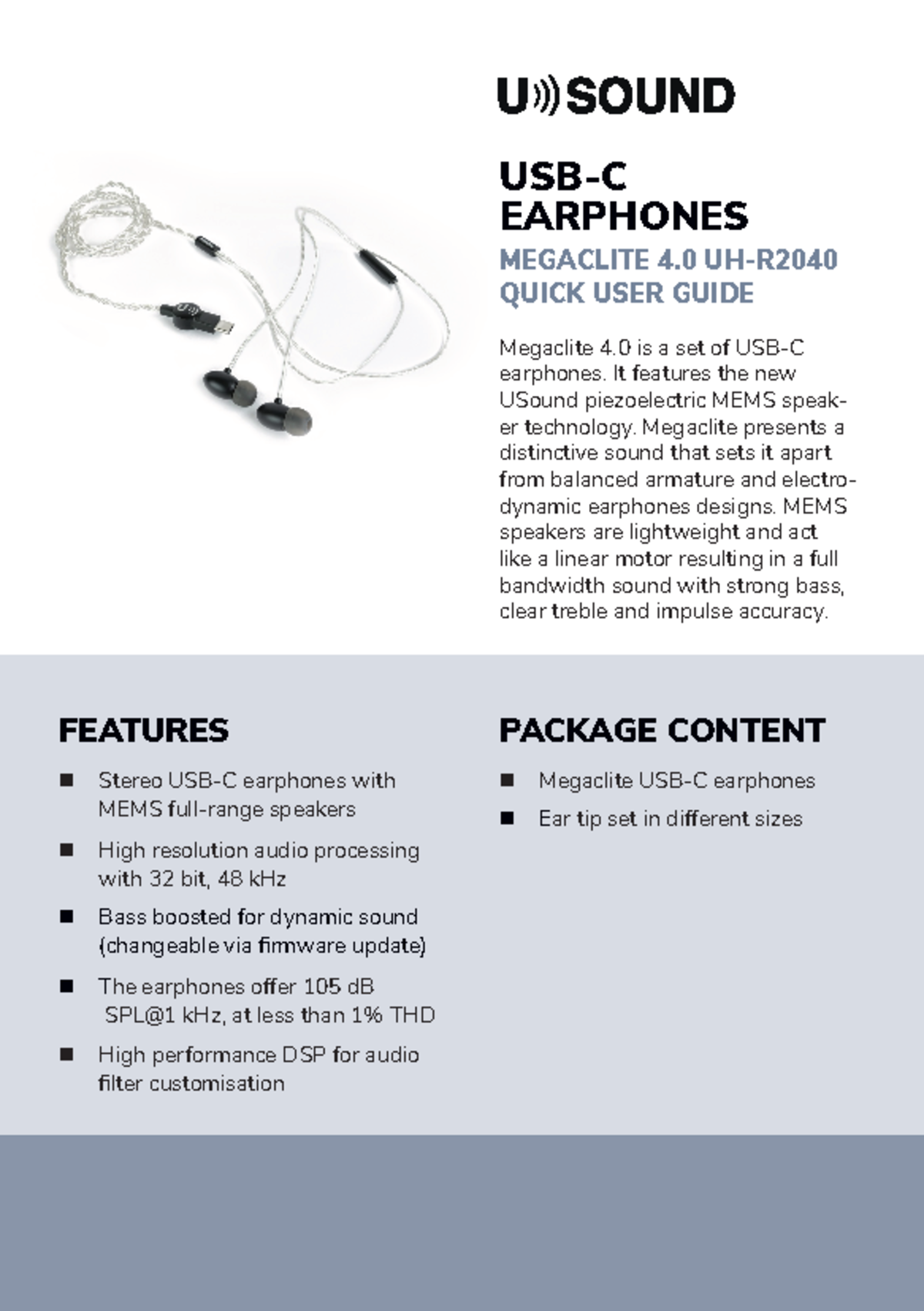 2009 Megaclite 4.0 UH-R2040 - Quick guide - Megaclite 4 is a set of USB ...