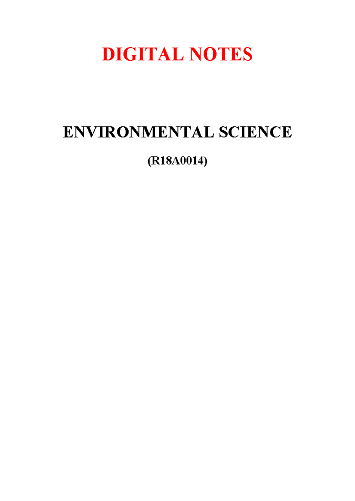 ES Digital Notes - GOOD - DIGITAL NOTES ENVIRONMENTAL SCIENCE (R18A0014 ...