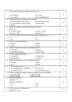 Sample Test 1 with Answers - 201 Sample Test Student Id: Section A ...