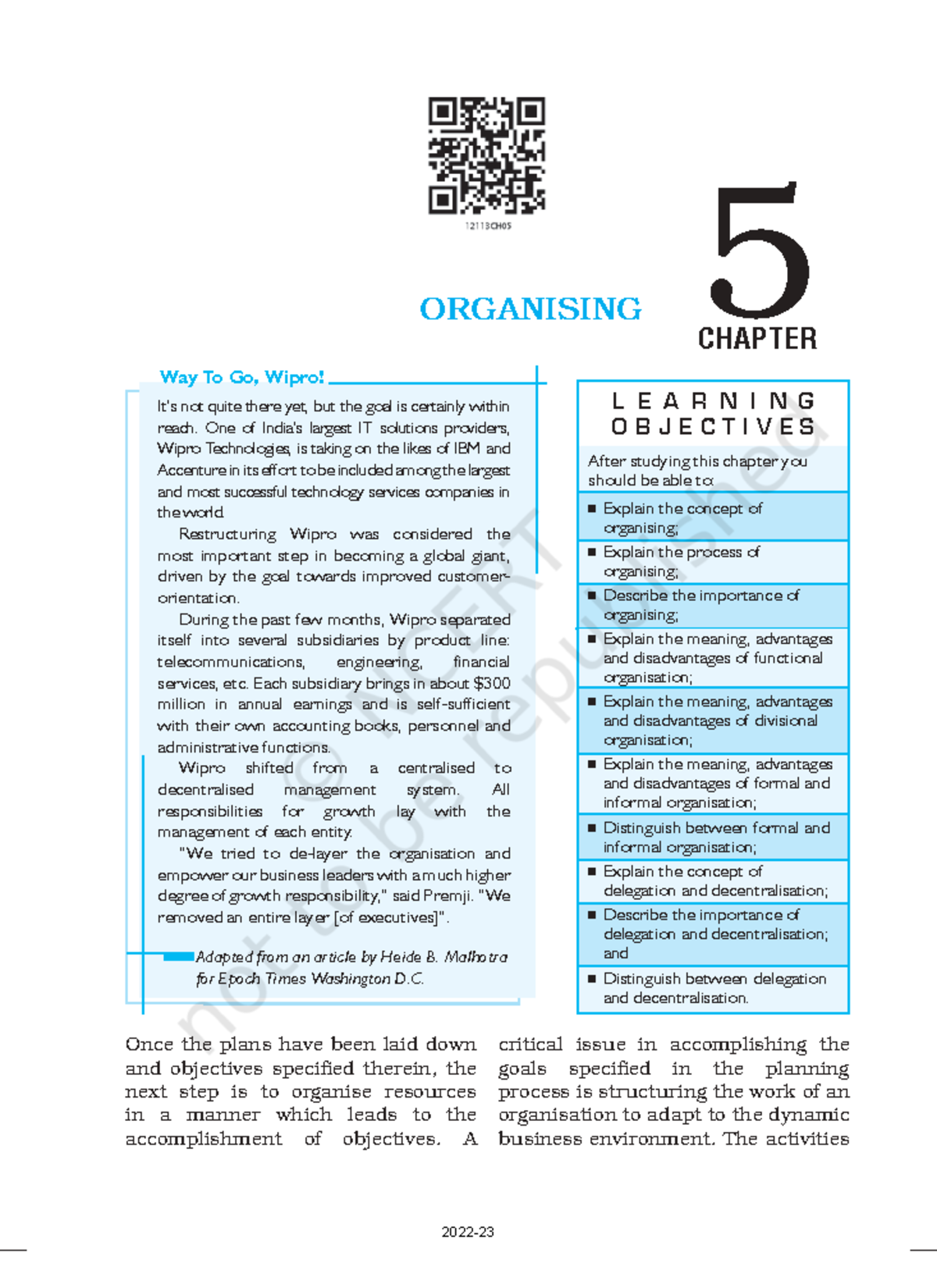 Organising - Principal of management - ORGANISING CHAPTER 5 Itís not ...