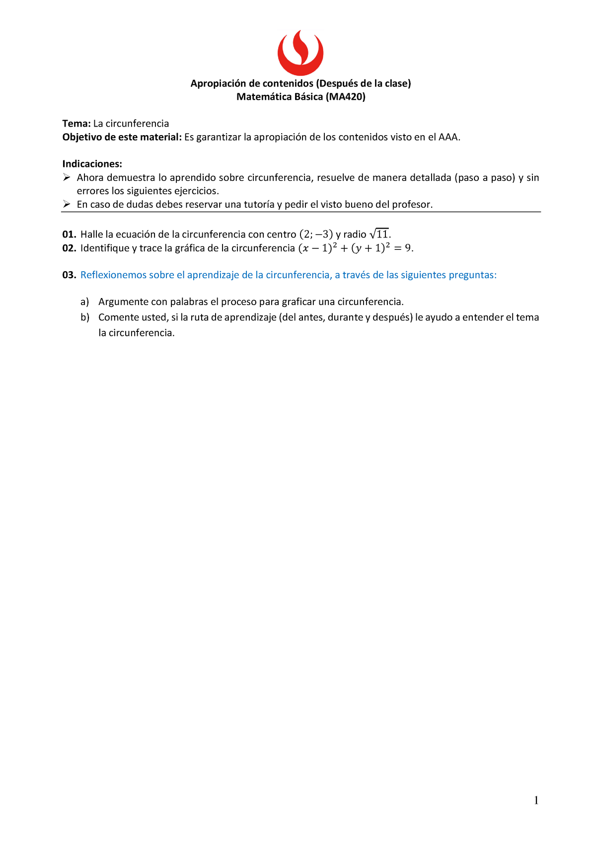 Practica Matematica - 1 Apropiación De Contenidos (Después De La Clase ...