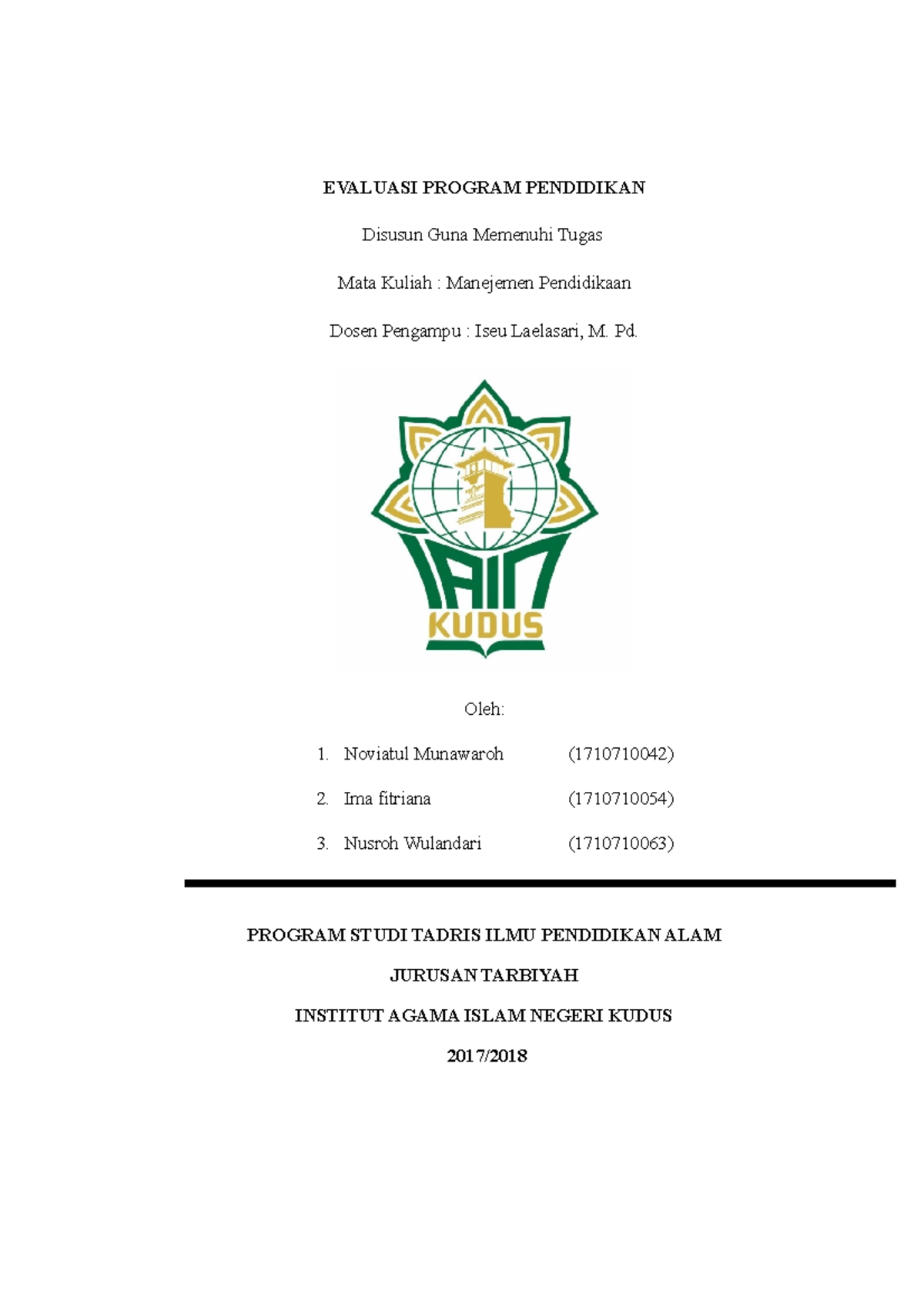 Kelompok 11 (Evaluasi Program Pendidikan) Manajemen Pendidikan ...