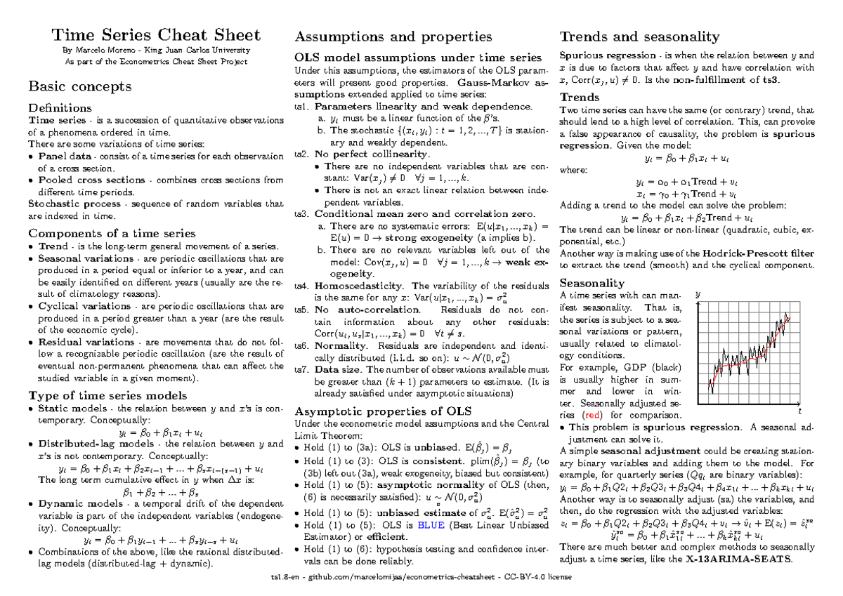 Time series cheatsheet en - Time Series Cheat Sheet By Marcelo Moreno ...