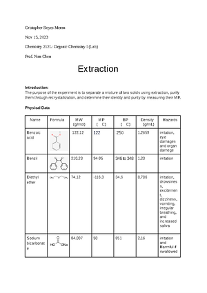 Melting point lab report - CHE 212 - SSU - Studocu