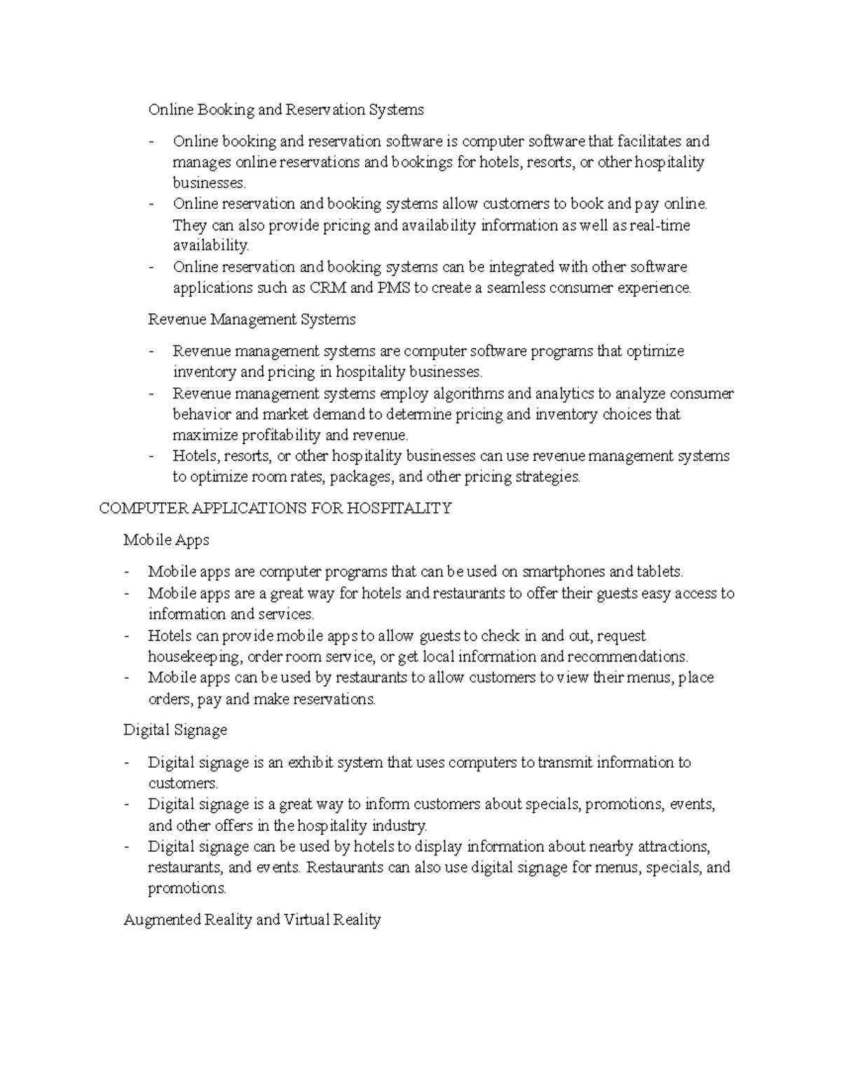 HTR 110 Notes 7 - Hospitality-tourism industry: hotels, resorts ...