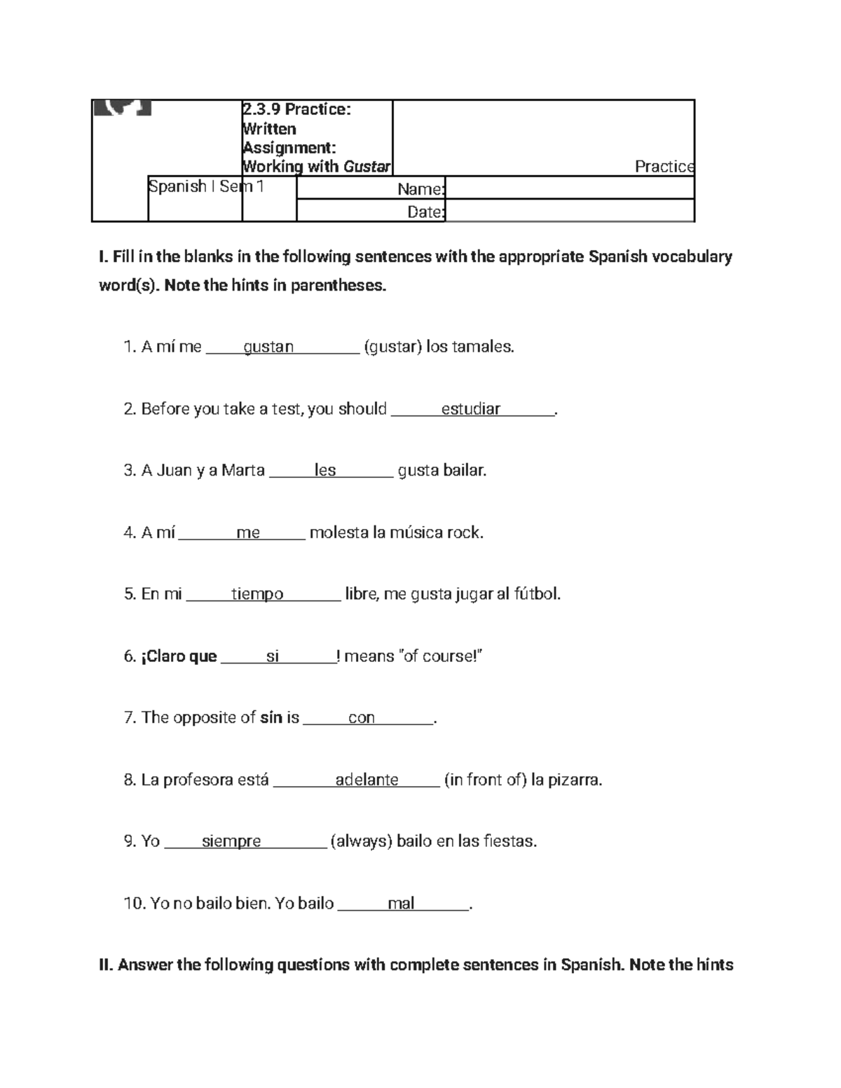 2.3.9 practice written assignment working with gustar