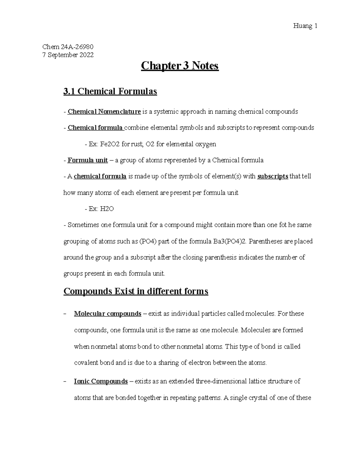 Chapter 3 Notes Chem 24a 7 September 2022 Chapter 3 Notes 3 Chemical