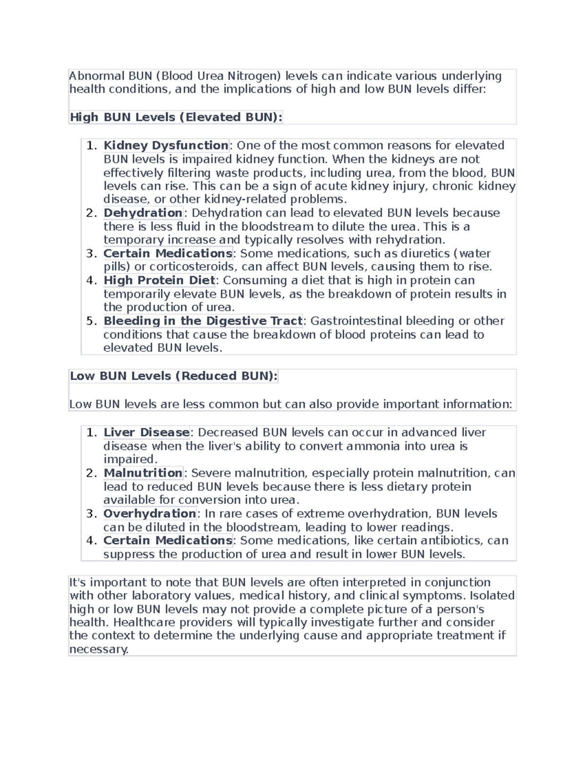 WHAT IS BUN TEST HIGH AND LOW - Abnormal BUN (Blood Urea Nitrogen ...