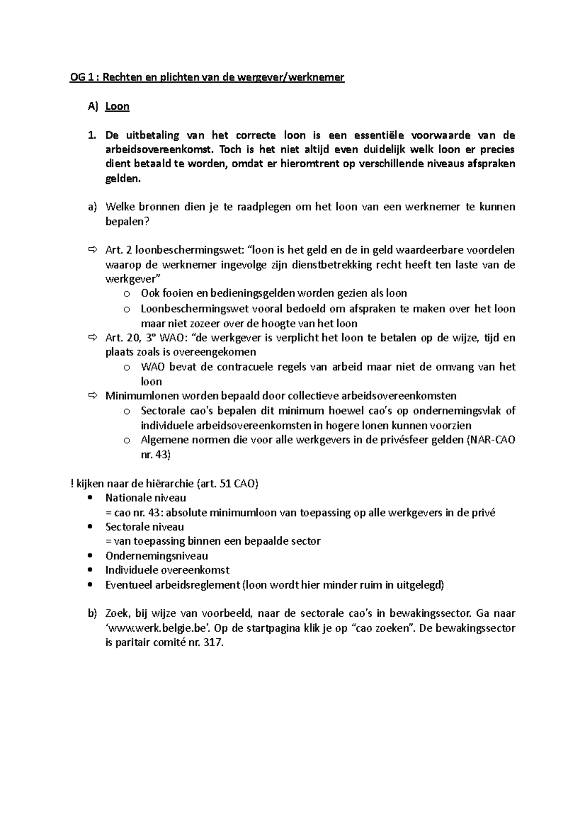Werkgever Rechten En Plichten OG 1 - OG 1 - OG 1 : Rechten en plichten van de wergever/werknemer A