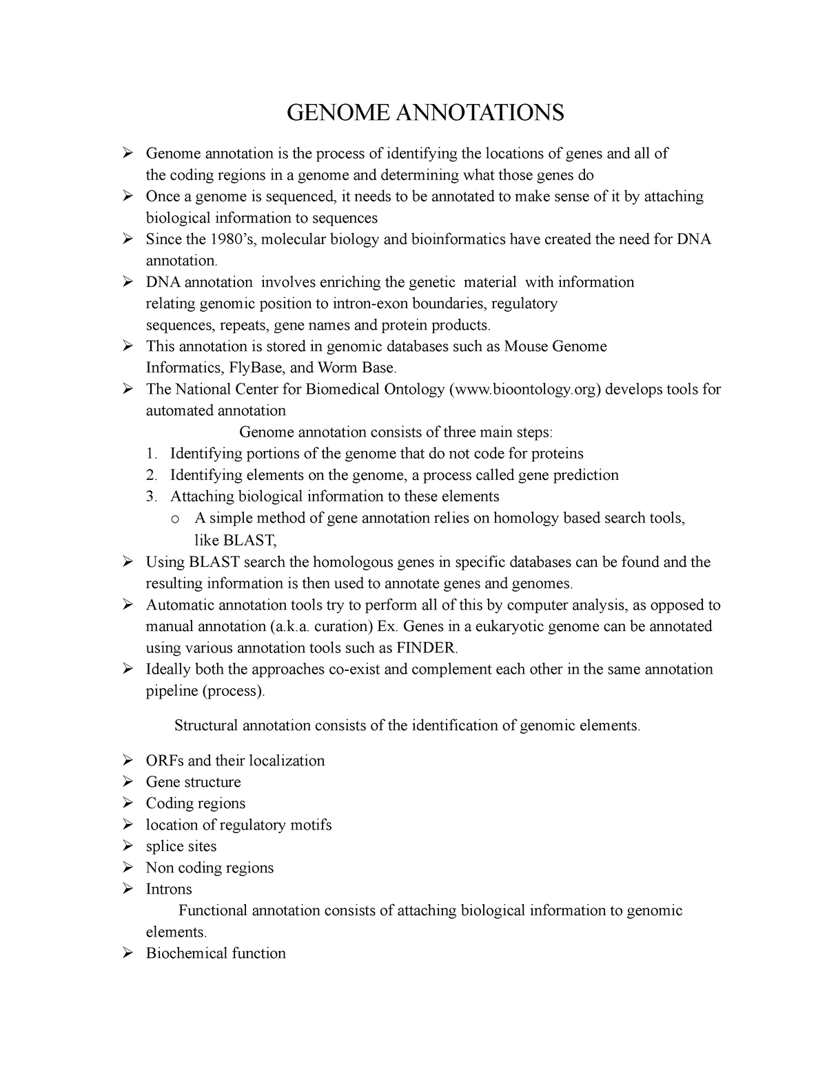 Genome Annotation 1 - Bioinformatics - GENOME ANNOTATIONS Genome ...