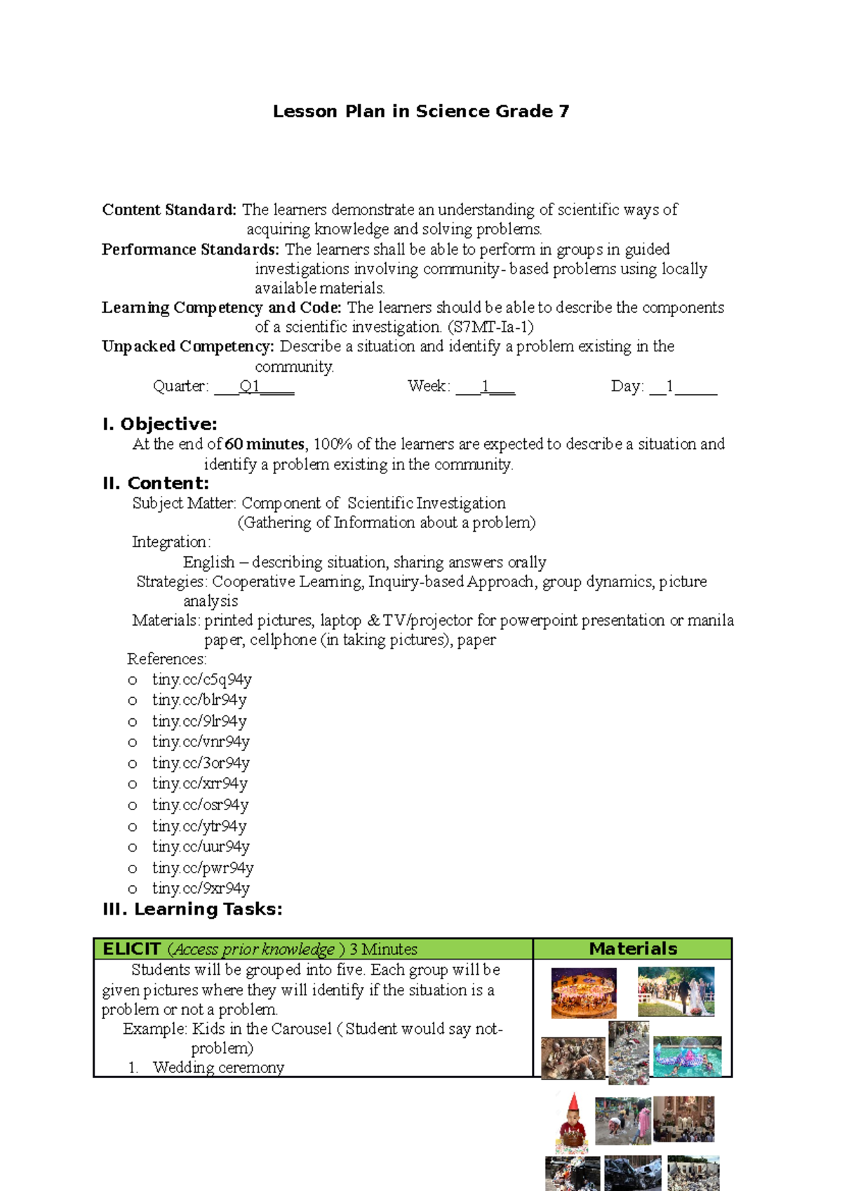 Science 7 scientific investigation - Lesson Plan in Science Grade 7 ...