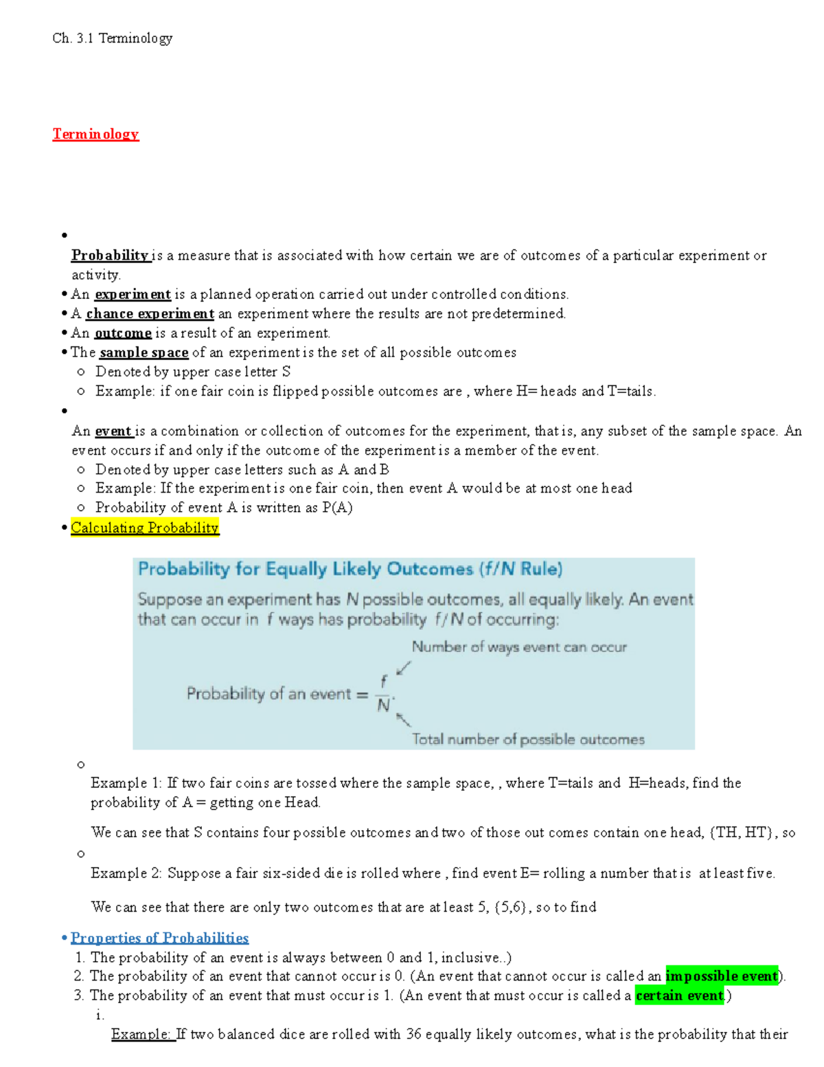 Ch. 3.1 Terminology - ch 3.1 lecture notes - Ch. 3 Terminology ...