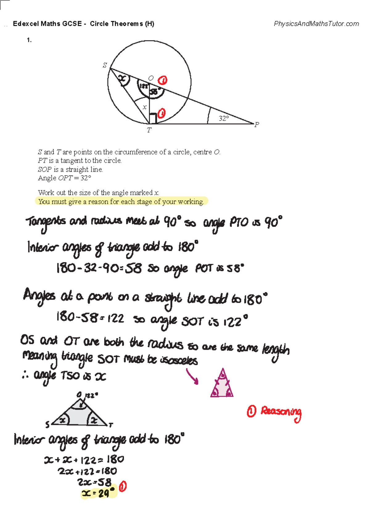Circle Theorems (H) MA - ! % $ $ - Studocu
