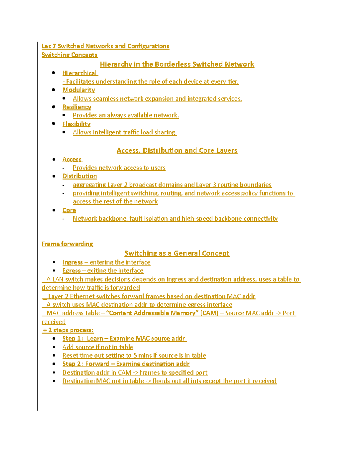 Routing Switching Notes Lec 710 Lec 7 Switched Networks and Configurations Switching