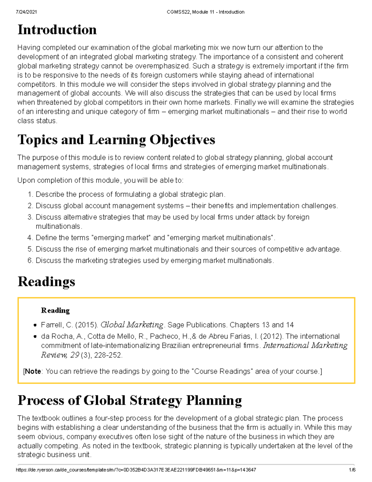 CGMS522, Module 11 - Introduction - Introduction Having completed our ...