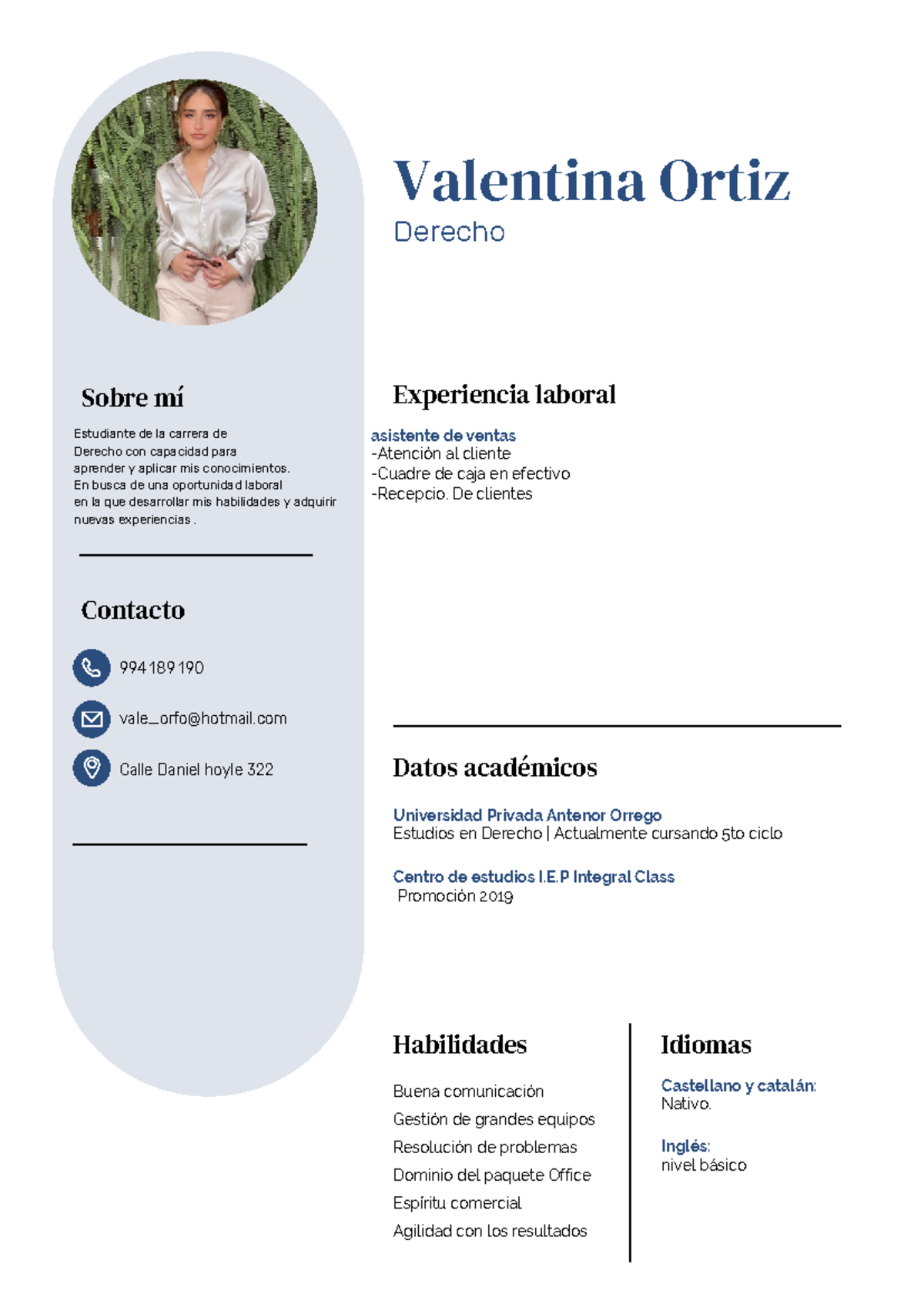 Light Yellow Blue Bold Modern Salesperson CV 2 - Buena comunicación ...