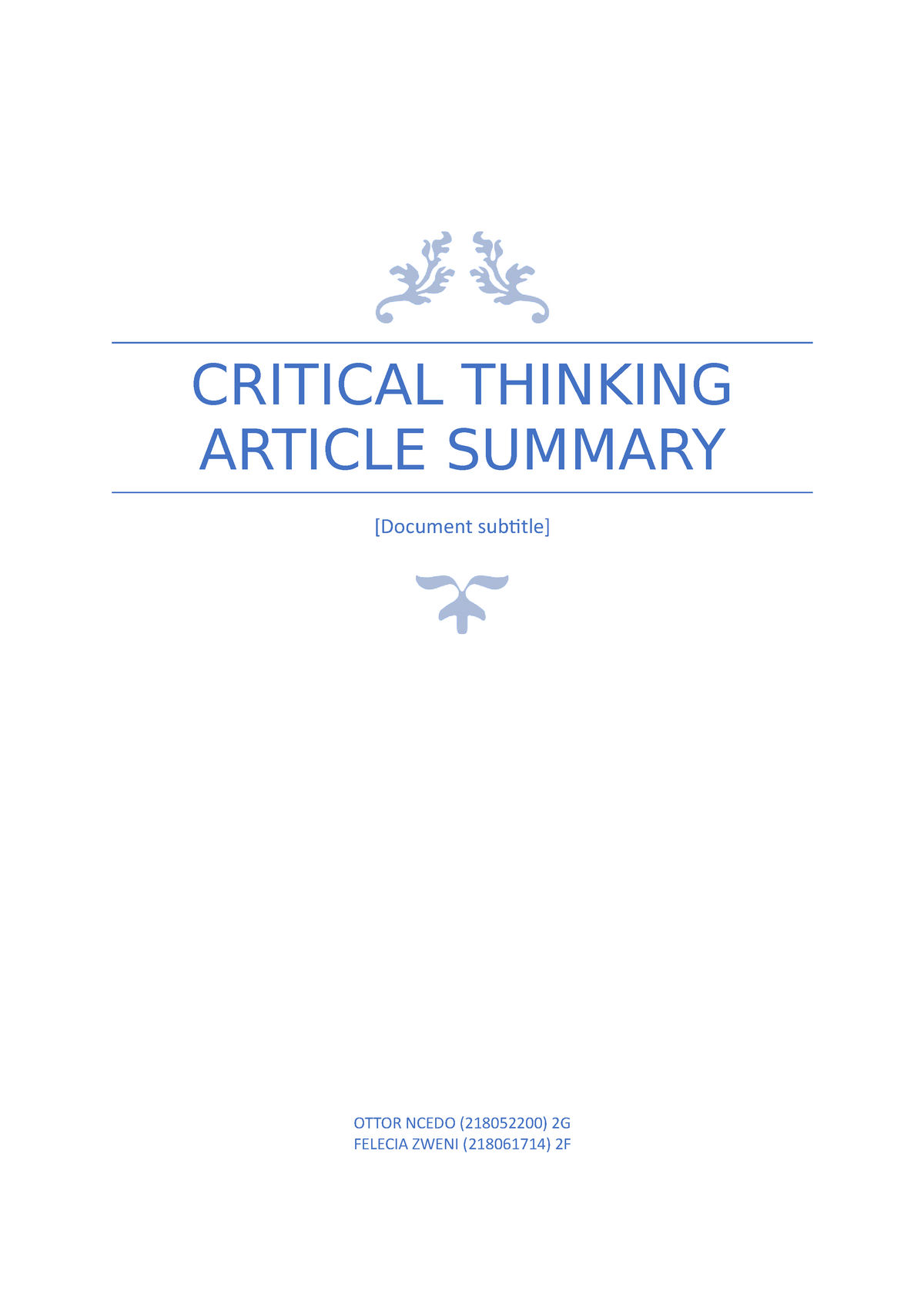 journal article with doi related to critical thinking