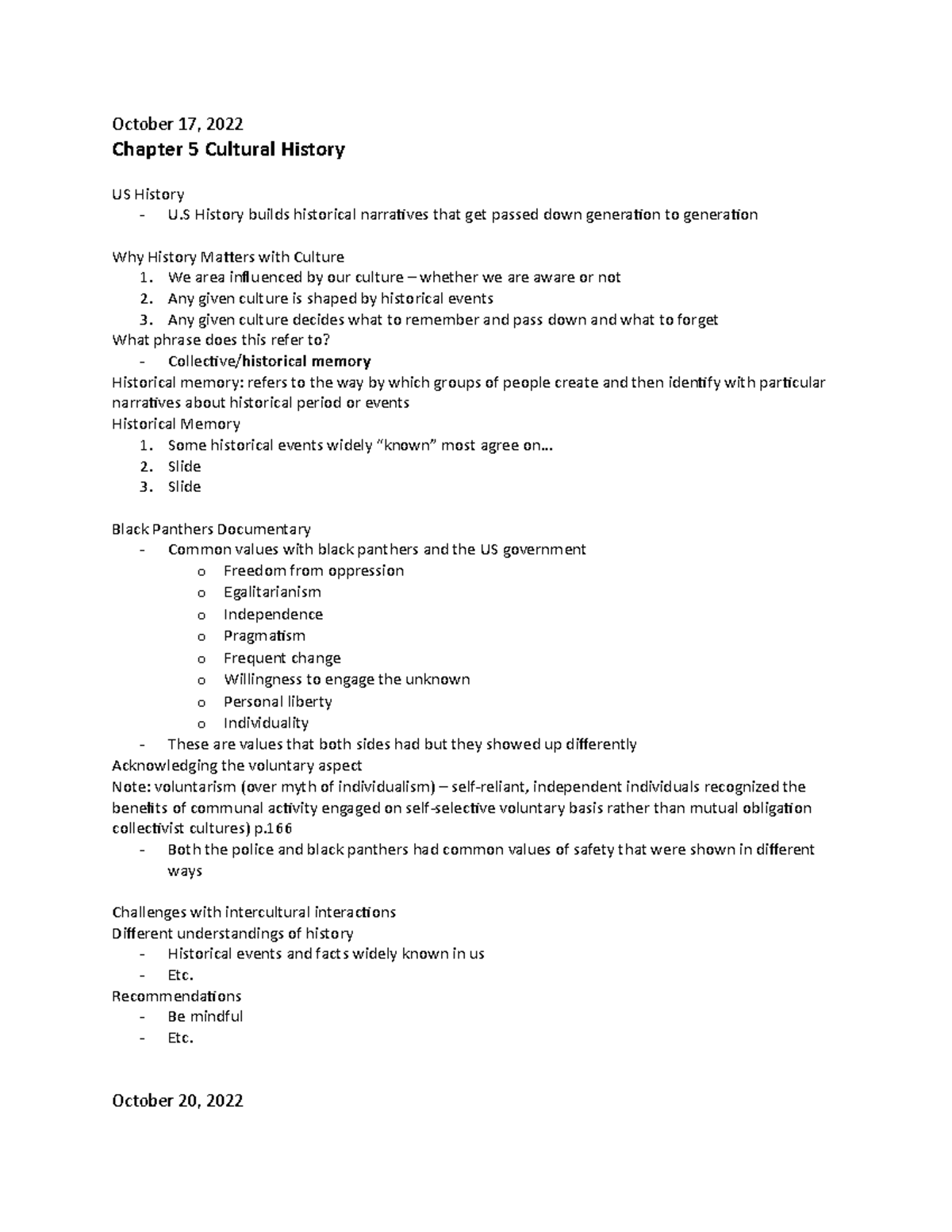 Intercultural Communication Notes 2 - October 17, 2022 Chapter 5 ...