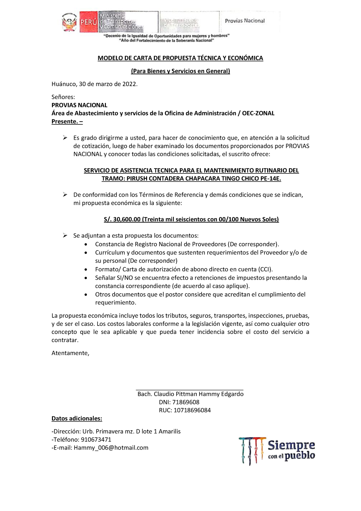 Modelo DE Carta DE Propuesta Técnica Y Económica - MODELO DE CARTA DE  PROPUESTA TÉCNICA Y ECONÓMICA - Studocu