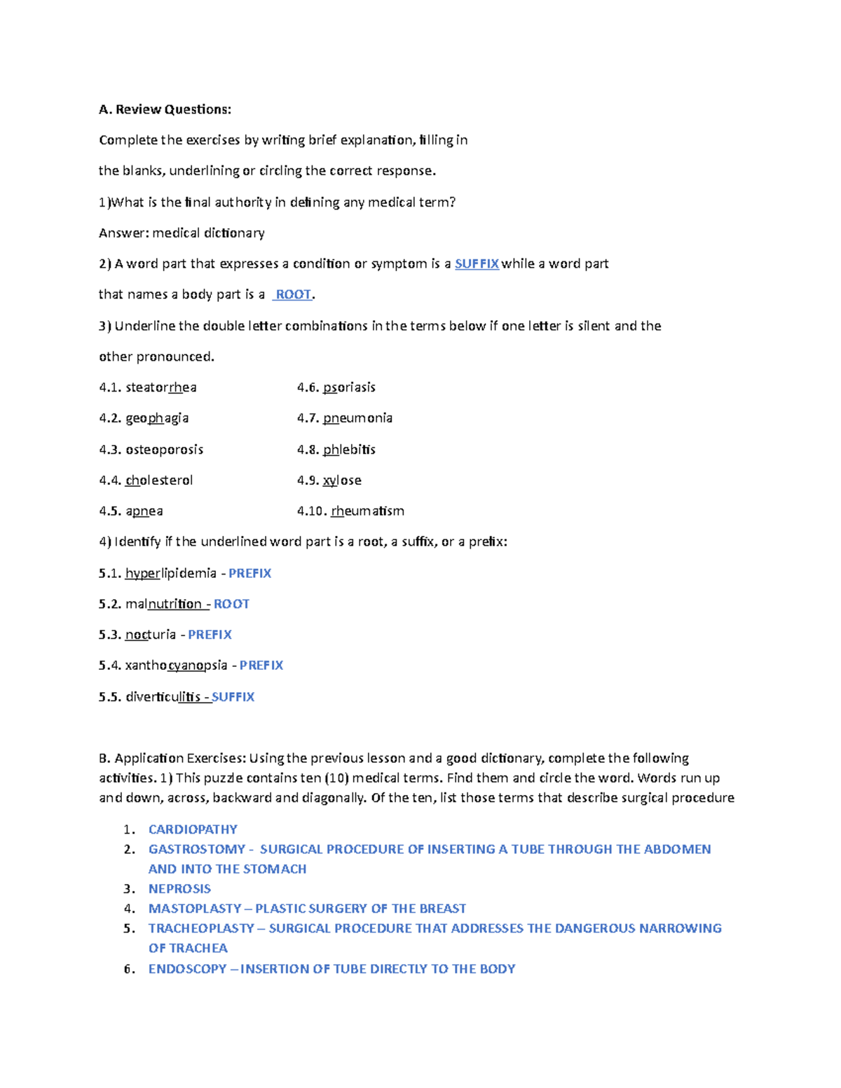 Chpt-3 - Critical Thinking - A. Review Questions: Complete the ...