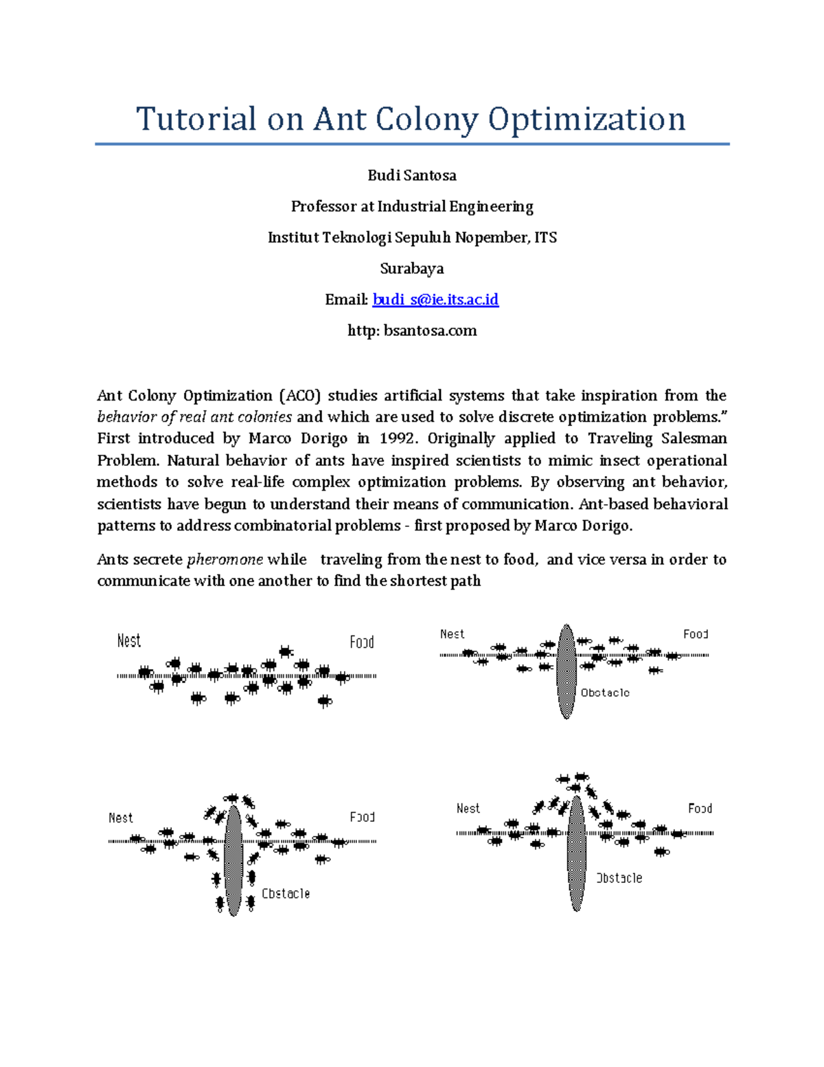 Unit6 ACO-tutorial - Tutorial On Ant Colony Optimization Budi Santosa ...