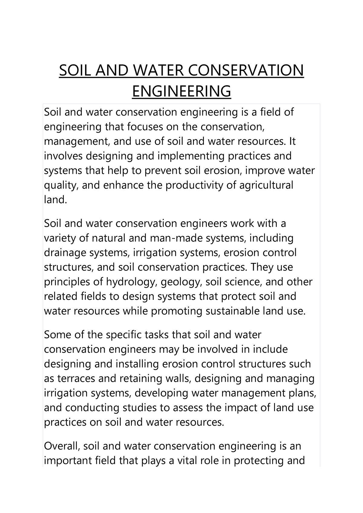 SOIL AND Water Conservation Engineering - SOIL AND WATER CONSERVATION ...